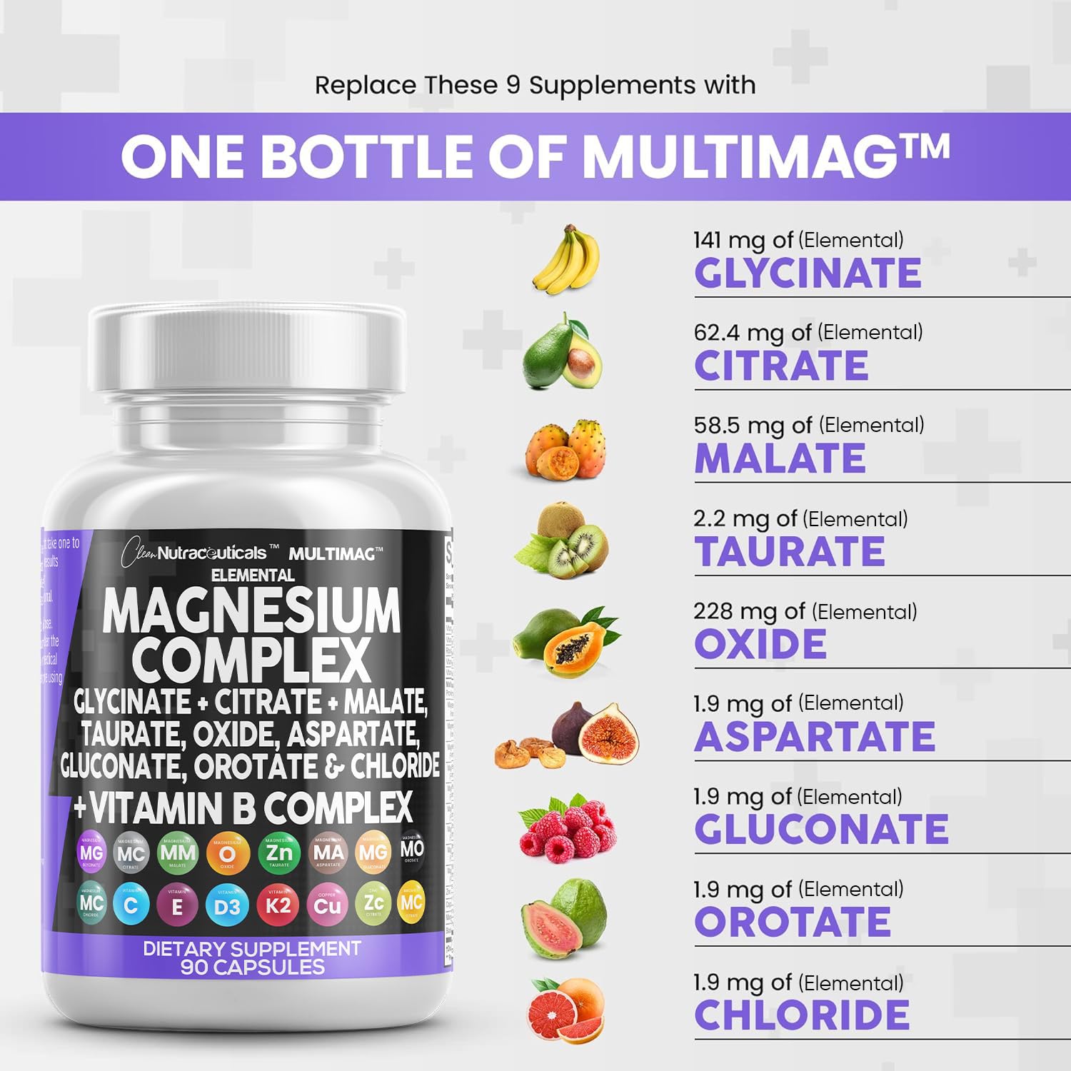 Foto 4 pulgar | Complejo De Magnesio Supplement Clean Nutraceuticals 2285 Mg - Venta Internacional.
