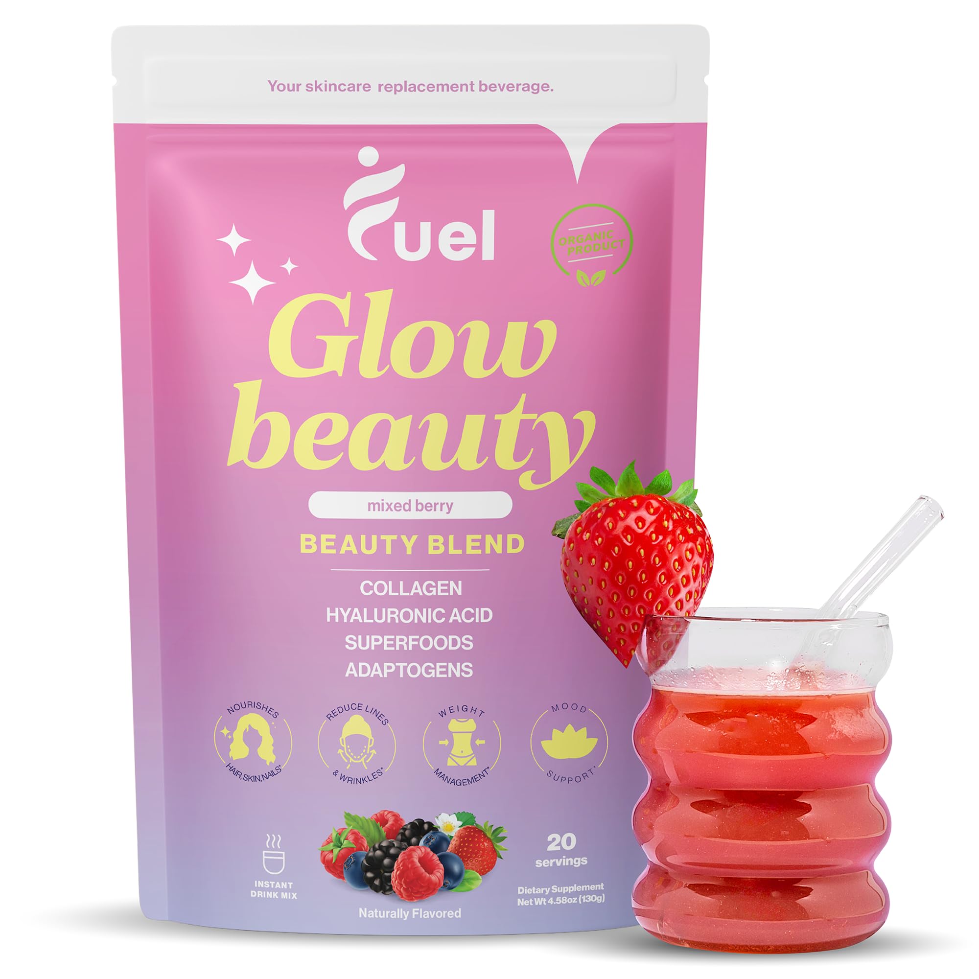 Foto 2 pulgar | Péptidos De Colágeno En Polvo Fuel Glow Beauty Organic Women - Venta Internacional.