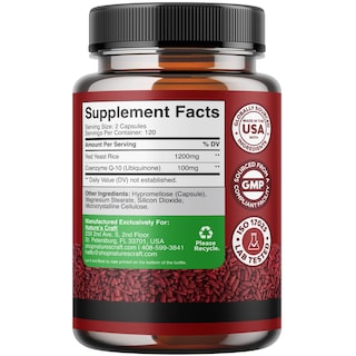 Foto 2 | Suplemento De Arroz De Levadura Roja Artesanal De Natures, 1200 Mg Con 100 Mg De Coq10 - Venta Internacional.