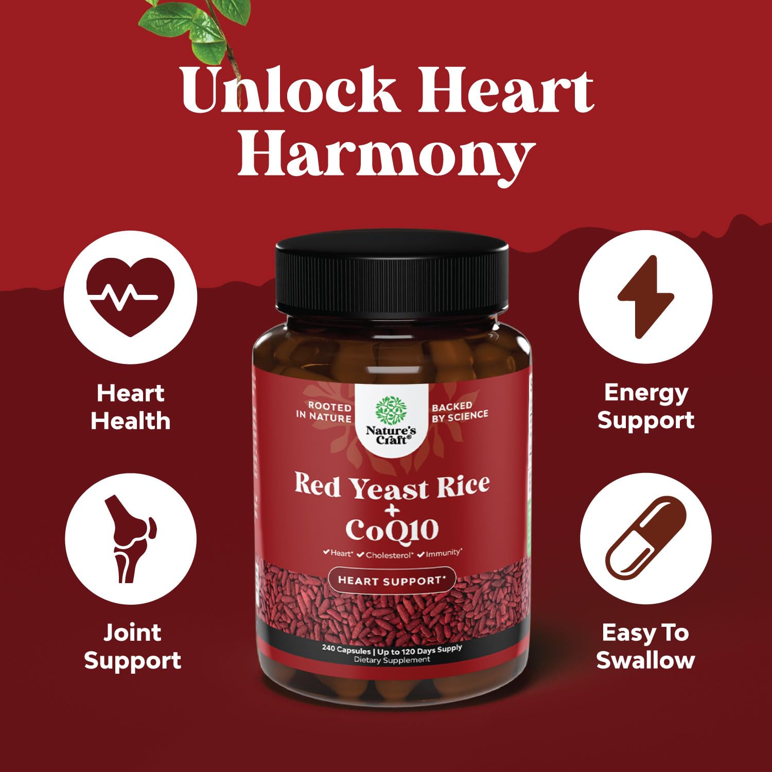 Foto 4 pulgar | Suplemento De Arroz De Levadura Roja Artesanal De Natures, 1200 Mg Con 100 Mg De Coq10 - Venta Internacional.