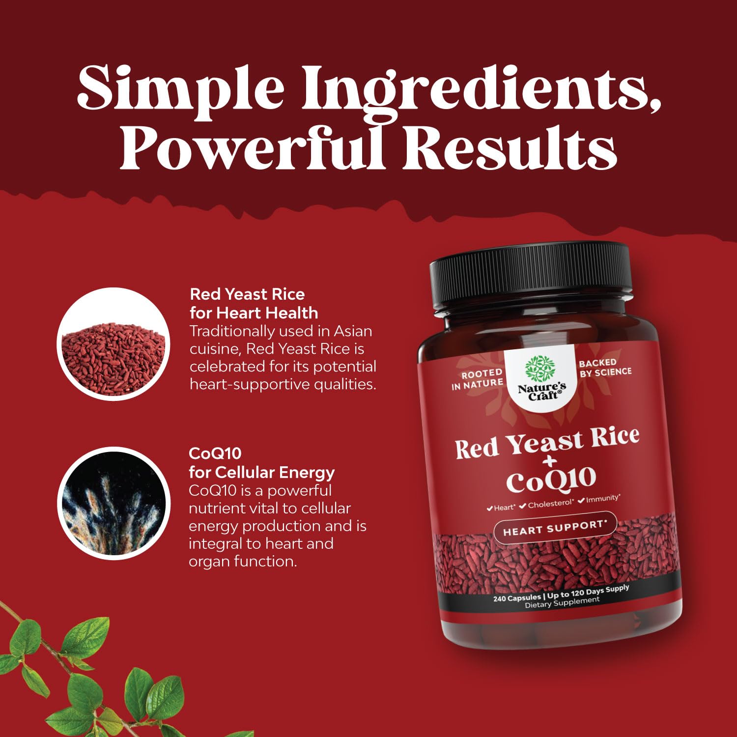 Foto 5 pulgar | Suplemento De Arroz De Levadura Roja Artesanal De Natures, 1200 Mg Con 100 Mg De Coq10 - Venta Internacional.