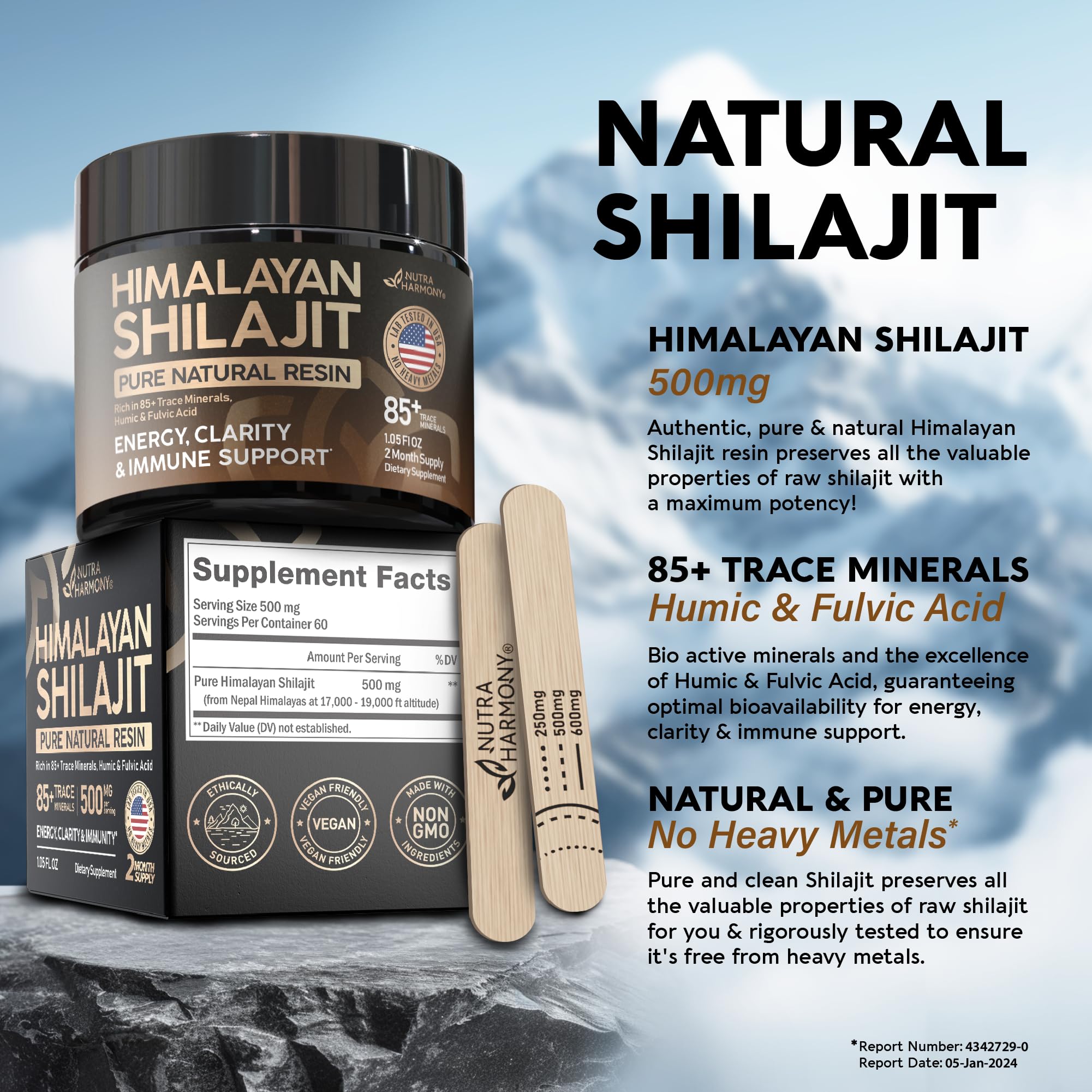 Foto 4 pulgar | Suplemento De Resina Orgánica Pura Del Himalaya Nutraharmony Shilajit - Venta Internacional.