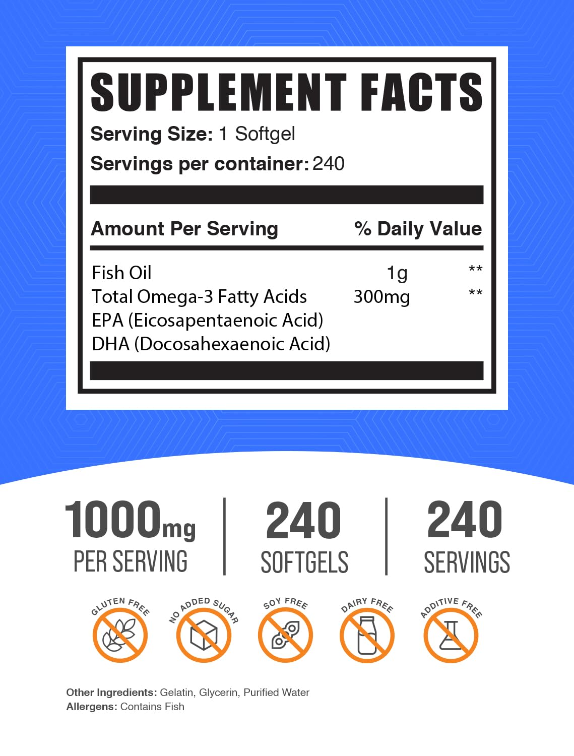 Foto 3 pulgar | Suplementos Bulksupplements.com Cápsulas Blandas De Aceite De Pescado De 1000 Mg - Venta Internacional.