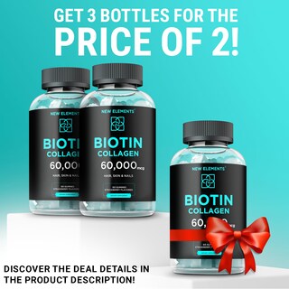 Foto 2 | Péptidos De Biotina Y Colágeno De Gummies New Elements: 50000 Mcg/10000 Mcg - Venta Internacional.