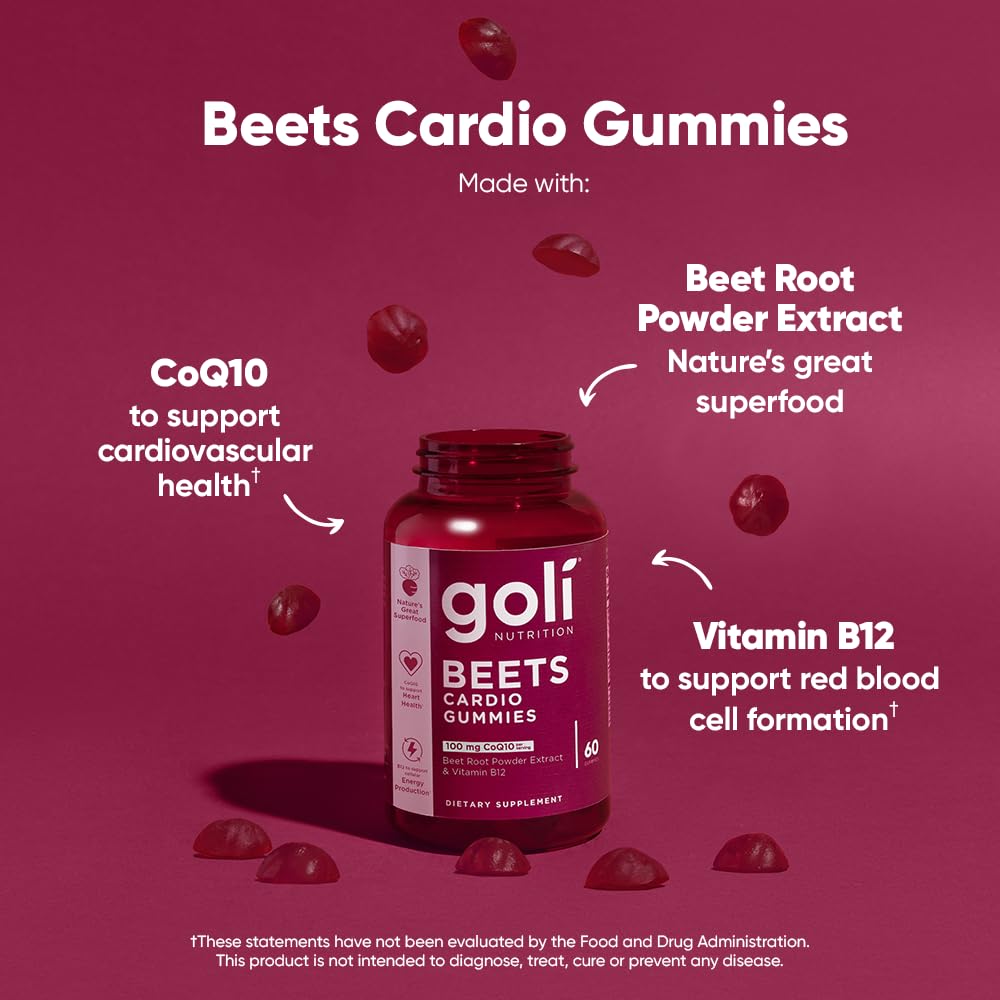 Foto 3 pulgar | Suplemento Goli Beets Cardio Gummy, 60 Unidades, 100 Mg De Coq10 - Venta Internacional.