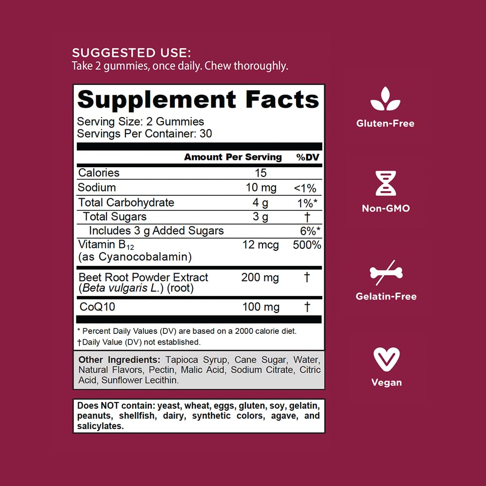 Foto 4 pulgar | Suplemento Goli Beets Cardio Gummy, 60 Unidades, 100 Mg De Coq10 - Venta Internacional.