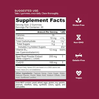 Foto 3 | Suplemento Goli Beets Cardio Gummy, 60 Unidades, 100 Mg De Coq10 - Venta Internacional.