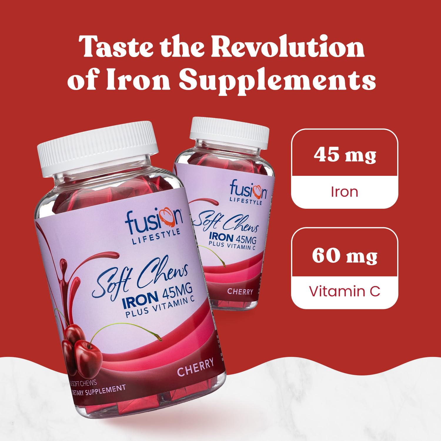 Foto 2 | Suplemento De Hierro Fusion Lifestyle, Masticable, Sabor A Cereza - Venta Internacional.