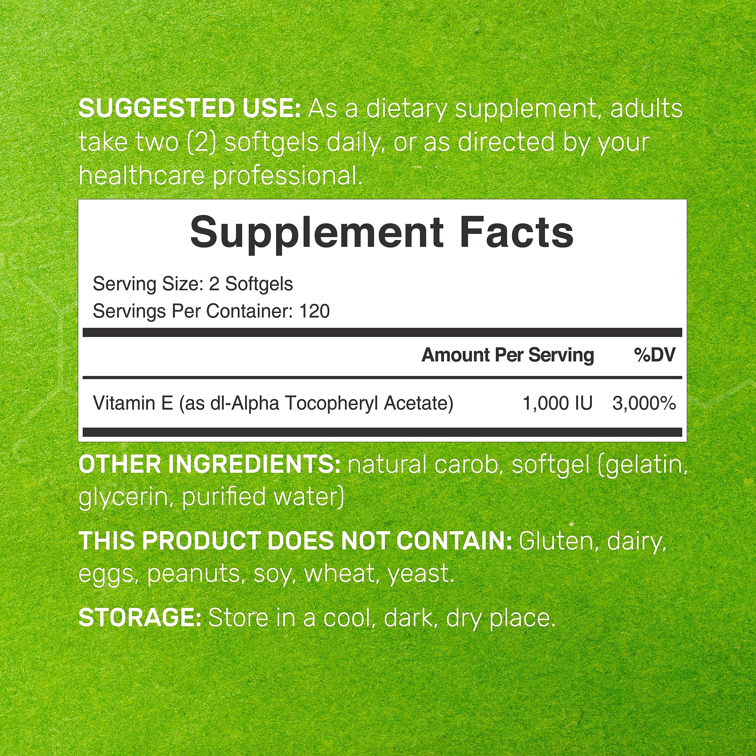 Foto 3 pulgar | Suplementos De Vitamina E, Suplemento De Oferta De 1000 Ui, 240 Cápsulas Blandas - Venta Internacional.