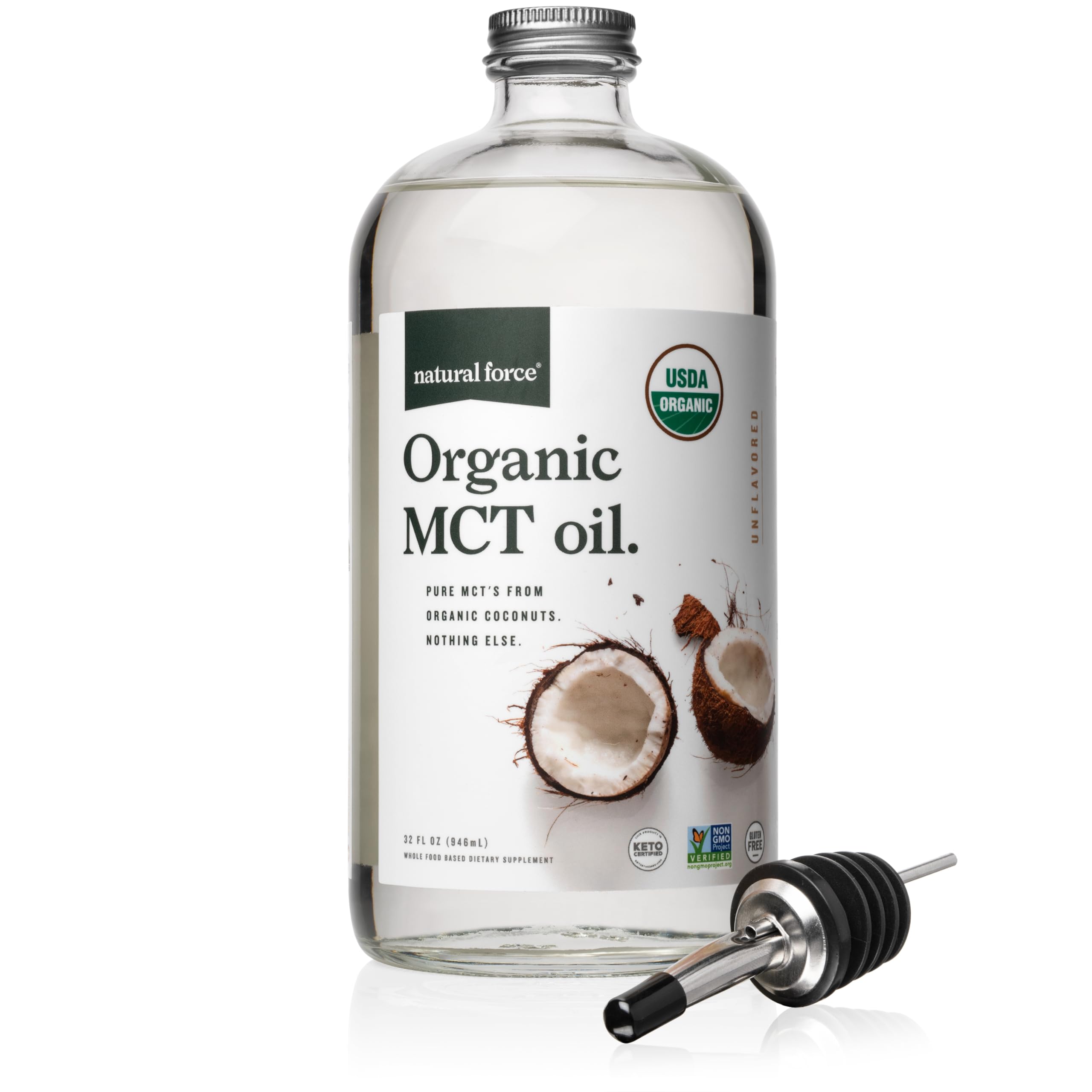 Foto 1 | Botella De Vidrio Orgánico Mct Oil Natural Force De 946 Ml - Venta Internacional.