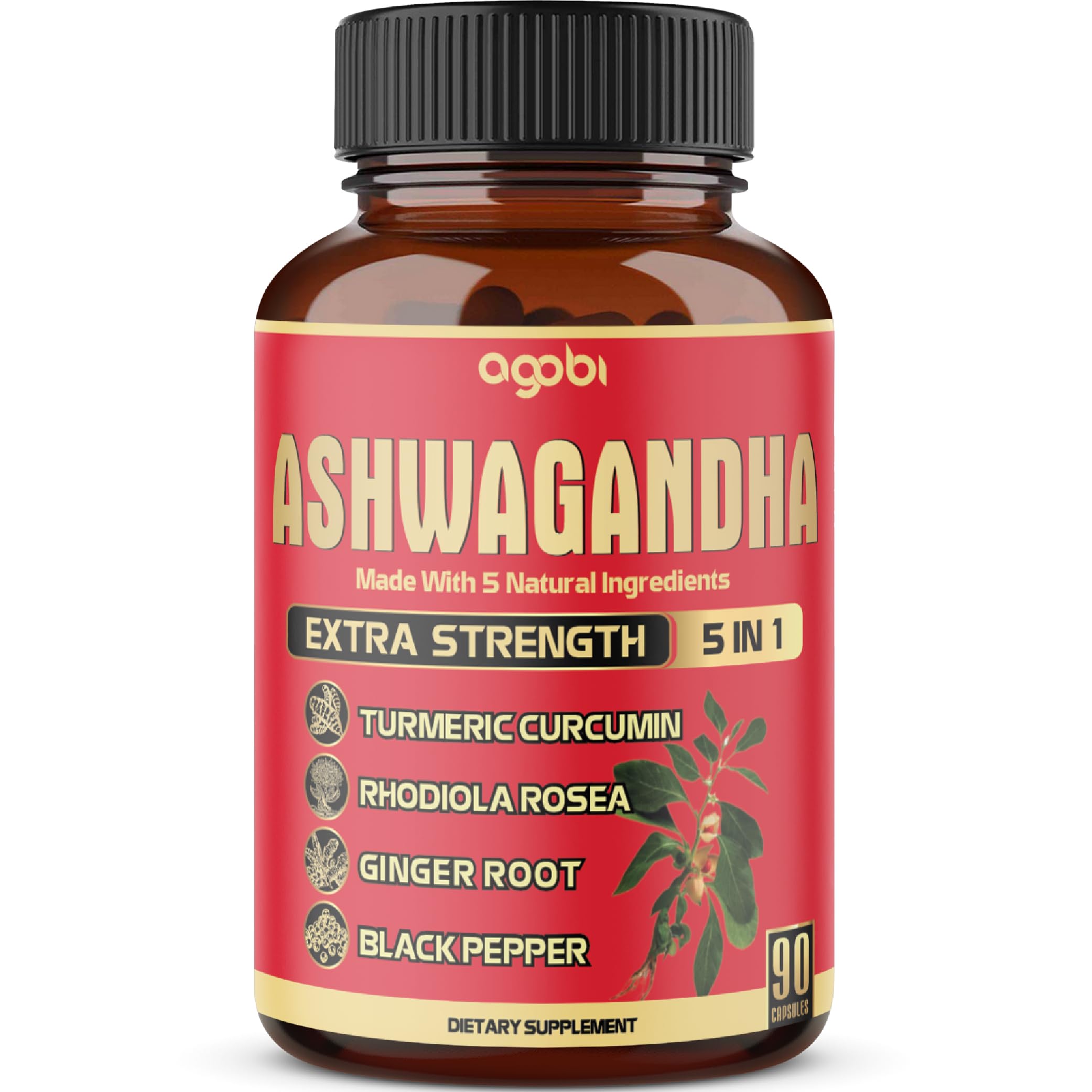 Foto 2 pulgar | Cápsulas De Suplemento Agobi Ashwagandha Con Jengibre Y Cúrcuma, 90 Unidades - Venta Internacional.