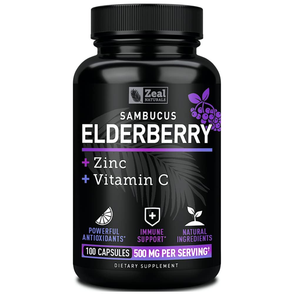 Cápsulas De Saúco Zeal Naturals Max Strength, Zinc Y Vitamina C - Venta Internacional.