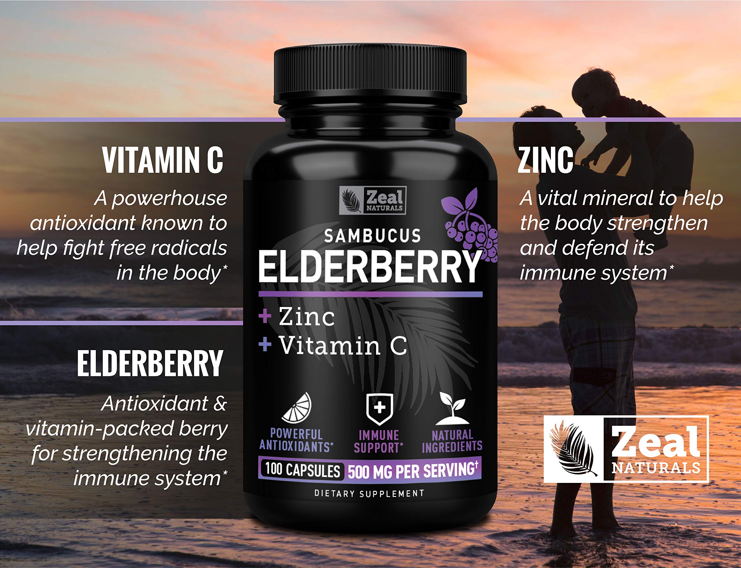 Foto 2 | Cápsulas De Saúco Zeal Naturals Max Strength, Zinc Y Vitamina C - Venta Internacional.