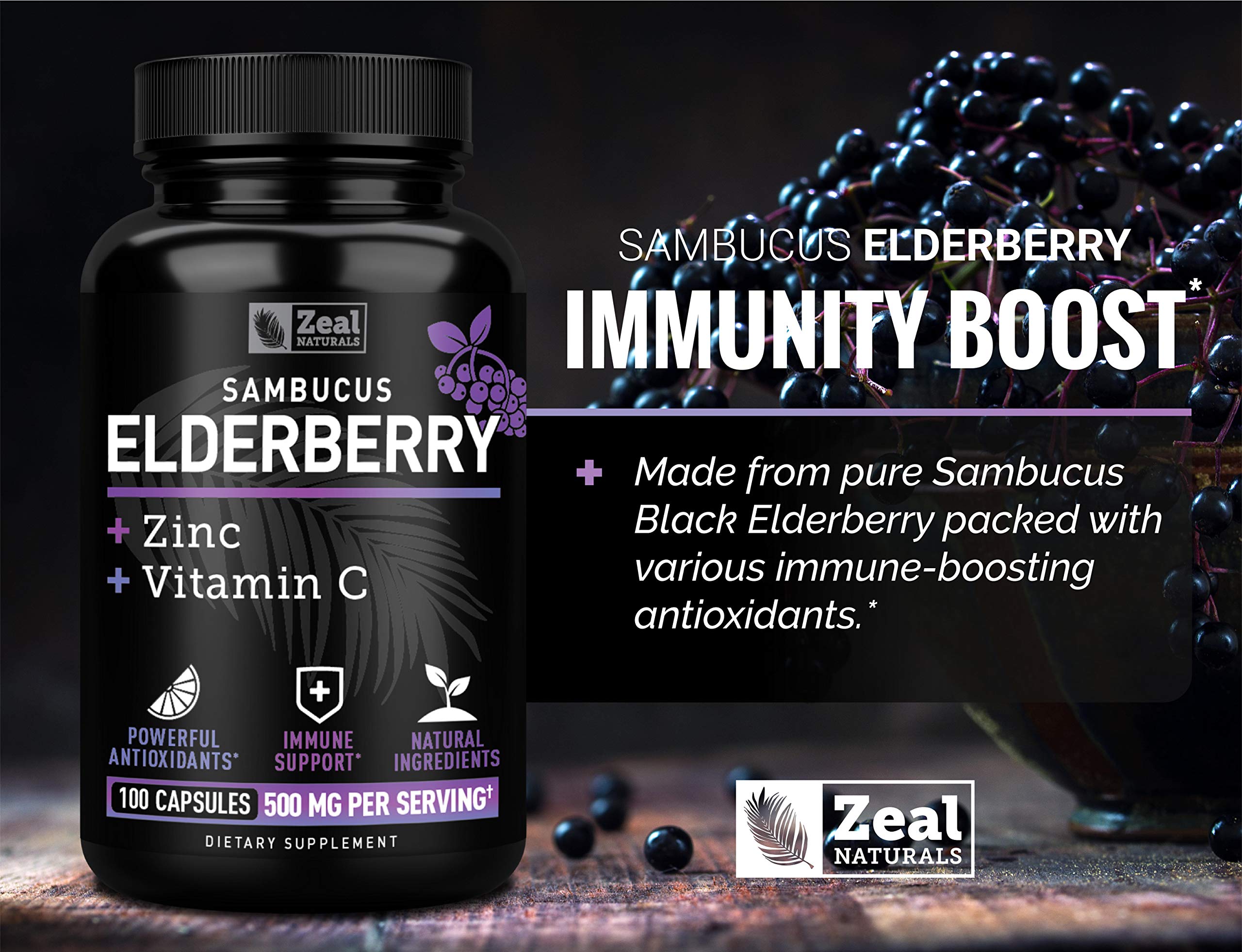 Foto 4 pulgar | Cápsulas De Saúco Zeal Naturals Max Strength, Zinc Y Vitamina C - Venta Internacional.