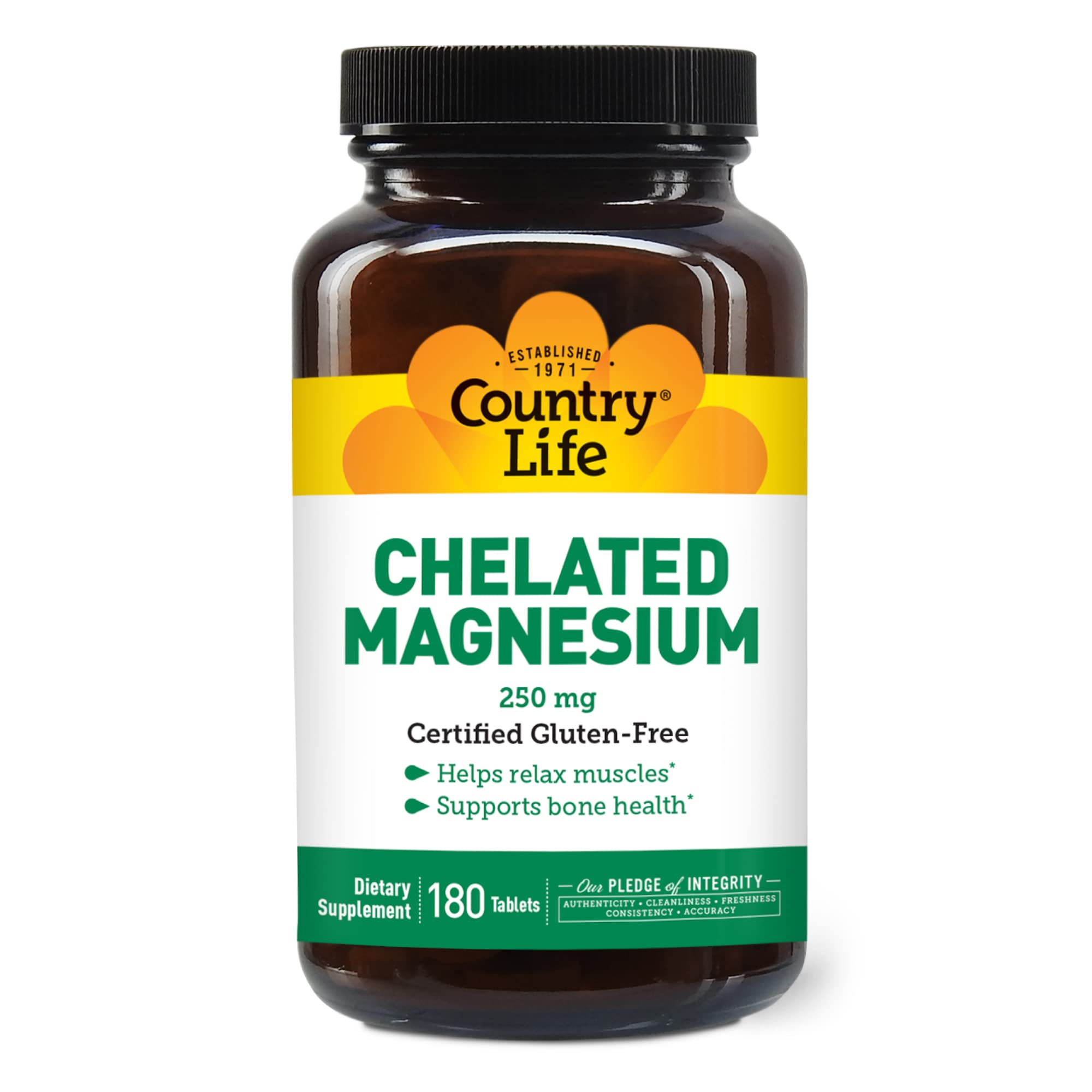 Foto 2 pulgar | Suplemento Country Life De Magnesio Quelado 250 Mg 180 Comprimidos - Venta Internacional.