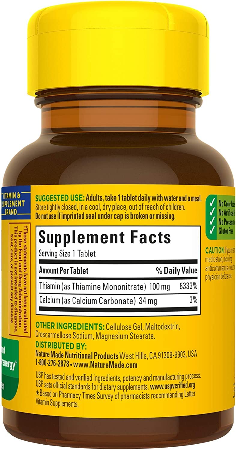 Foto 8 pulgar | Tabletas De Vitamina B-1 Nature Made, 100 Mg, 100 Unidades, Paquete De 2 - Venta Internacional.