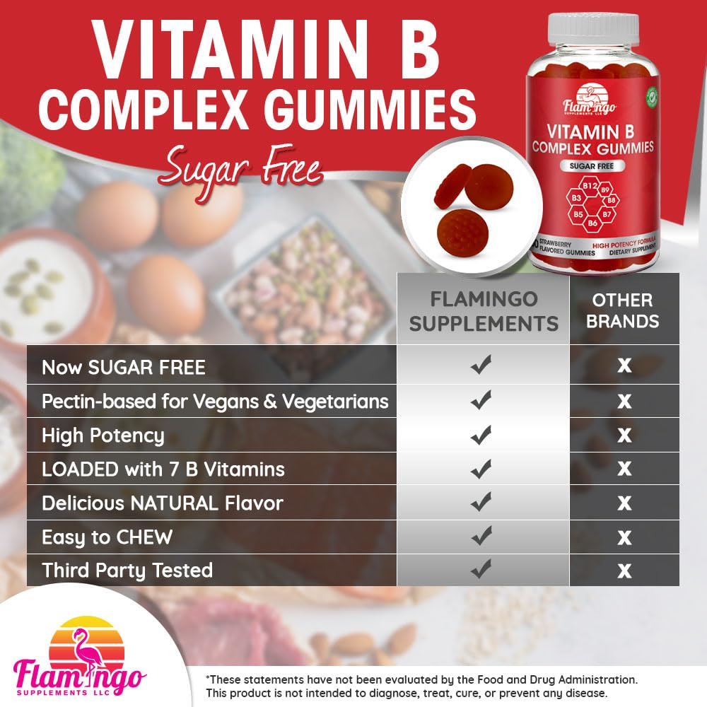 Foto 3 pulgar | Gomitas De Supplement Flamingo Supplements Sin Azúcar Con Complejo B - Venta Internacional.