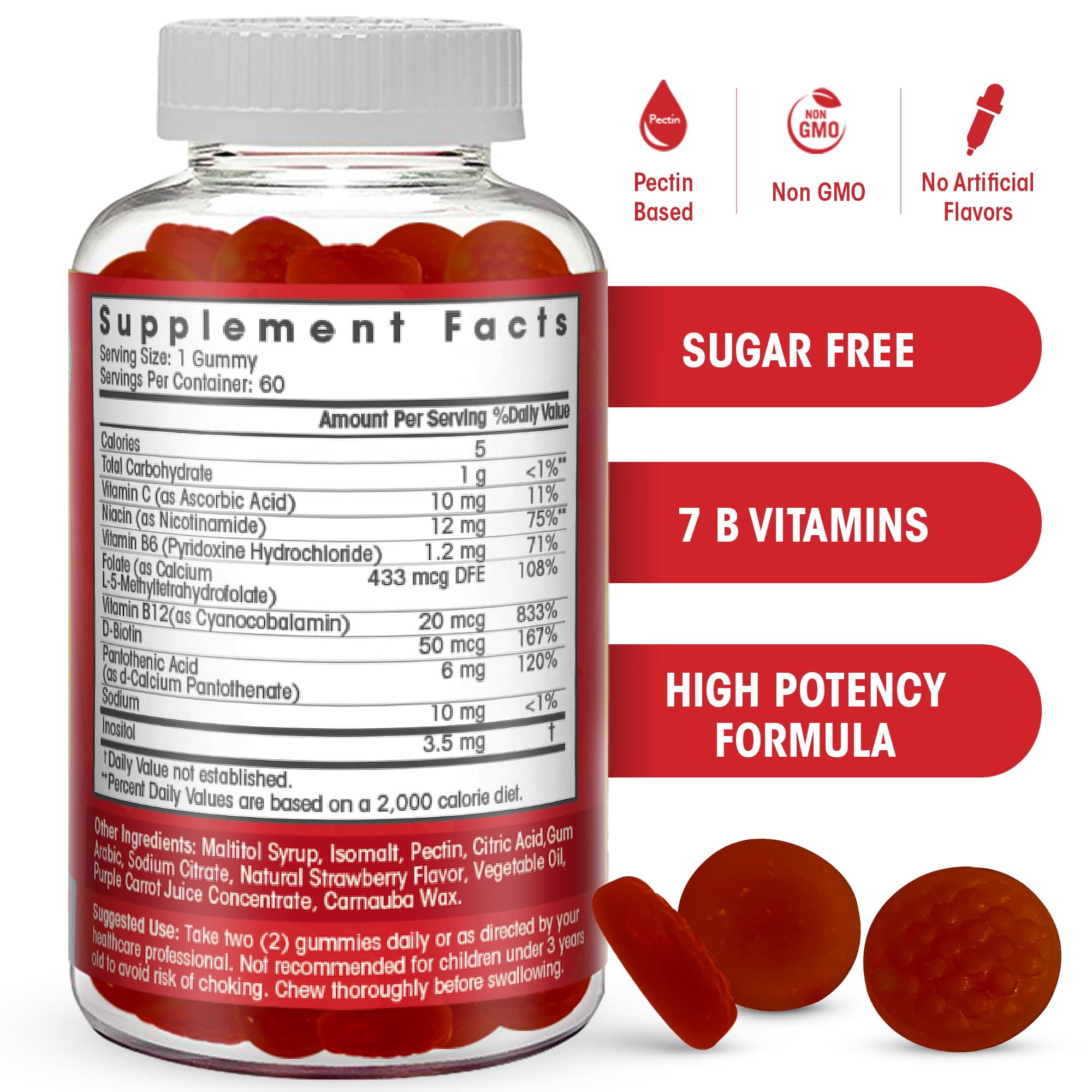 Foto 4 pulgar | Gomitas De Supplement Flamingo Supplements Sin Azúcar Con Complejo B - Venta Internacional.