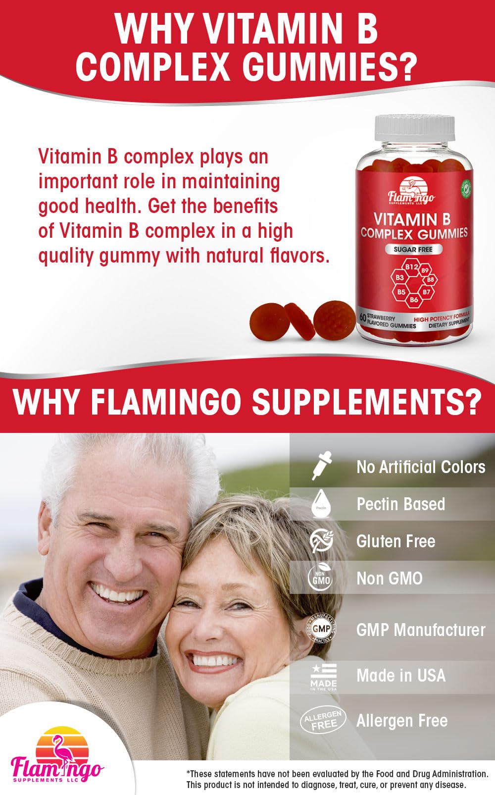Foto 5 pulgar | Gomitas De Supplement Flamingo Supplements Sin Azúcar Con Complejo B - Venta Internacional.