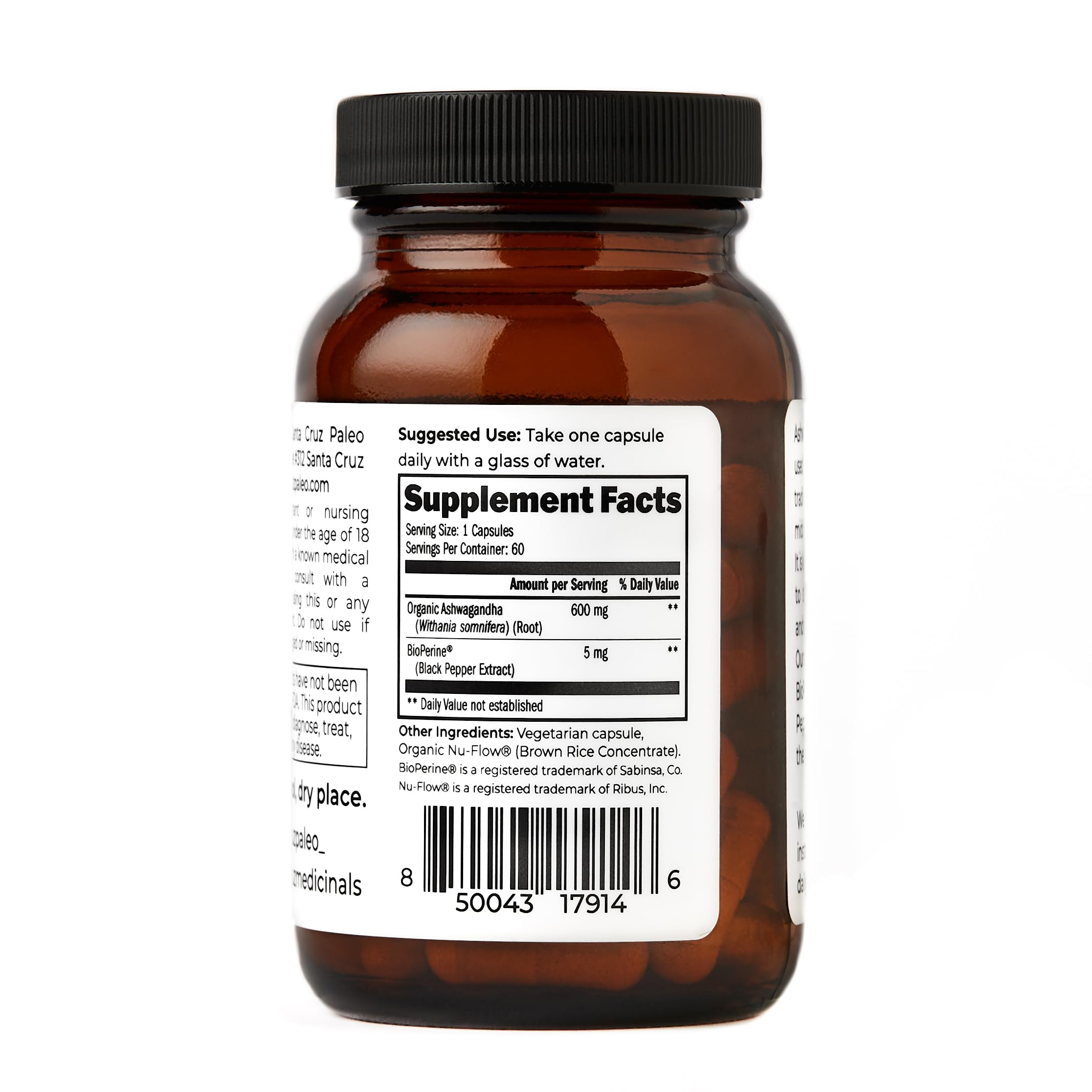 Foto 6 pulgar | Suplemento Santa Cruz Paleo Ashwagandha En Cápsulas 600 Mg X 60 - Venta Internacional.