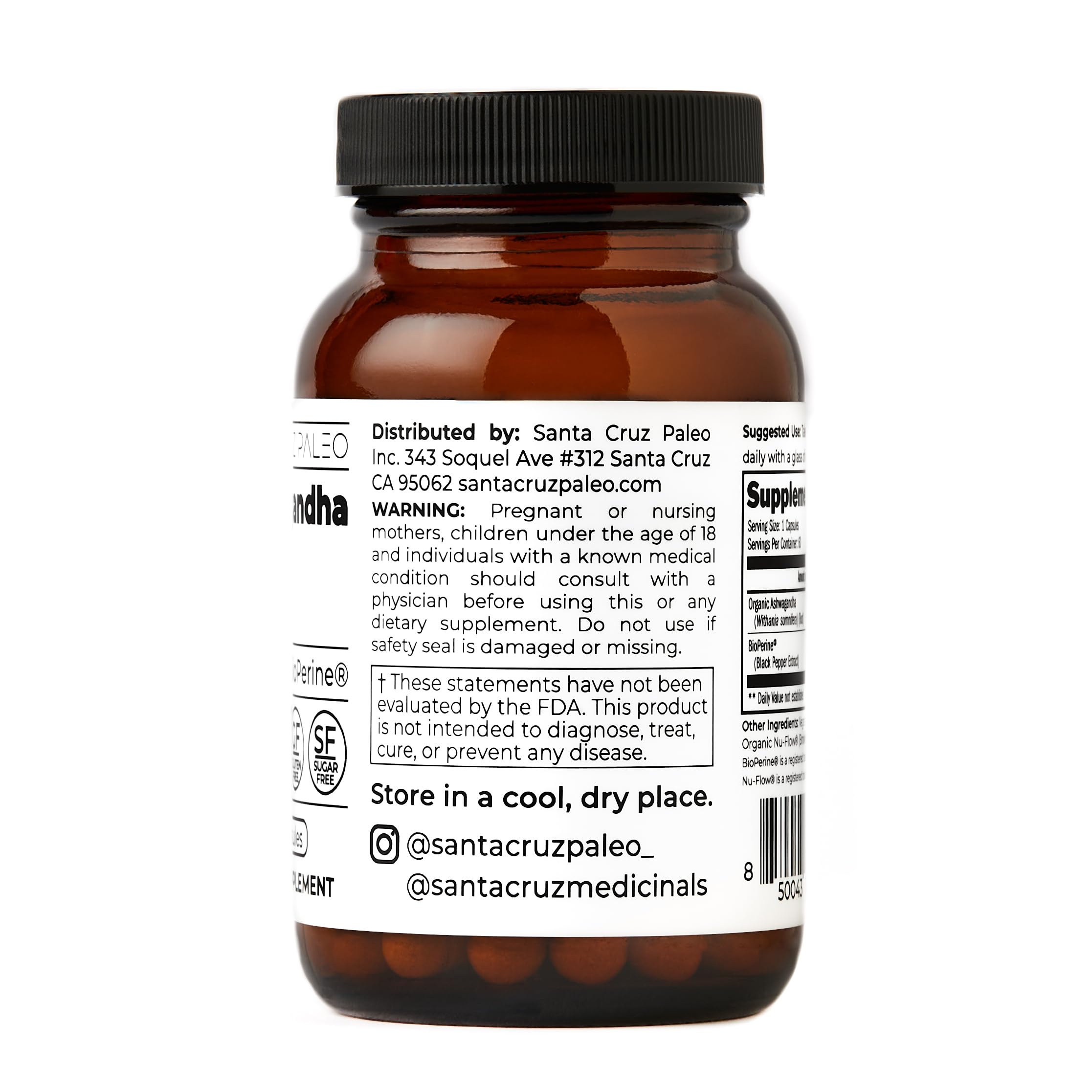 Foto 7 pulgar | Suplemento Santa Cruz Paleo Ashwagandha En Cápsulas 600 Mg X 60 - Venta Internacional.