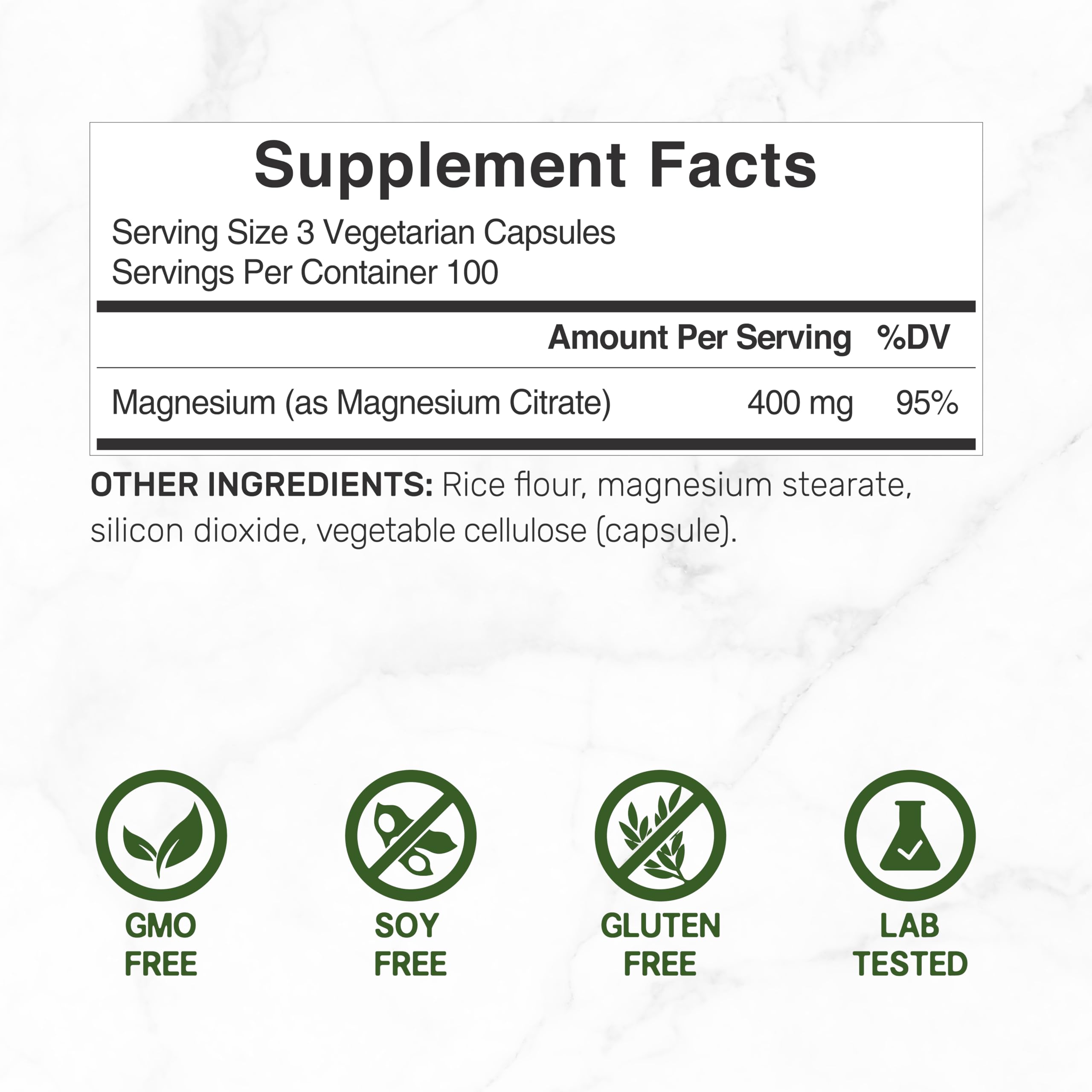 Foto 3 pulgar | Suplemento De Citrato De Magnesio, 400 Mg, 300 Cápsulas - Venta Internacional.