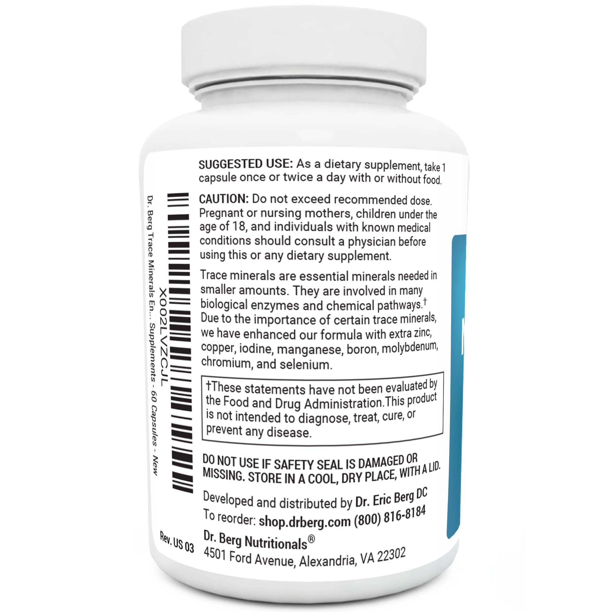 Foto 4 pulgar | Suplemento Dr. Berg Trace Minerals Enhanced Complex 60 Cápsulas - Venta Internacional.