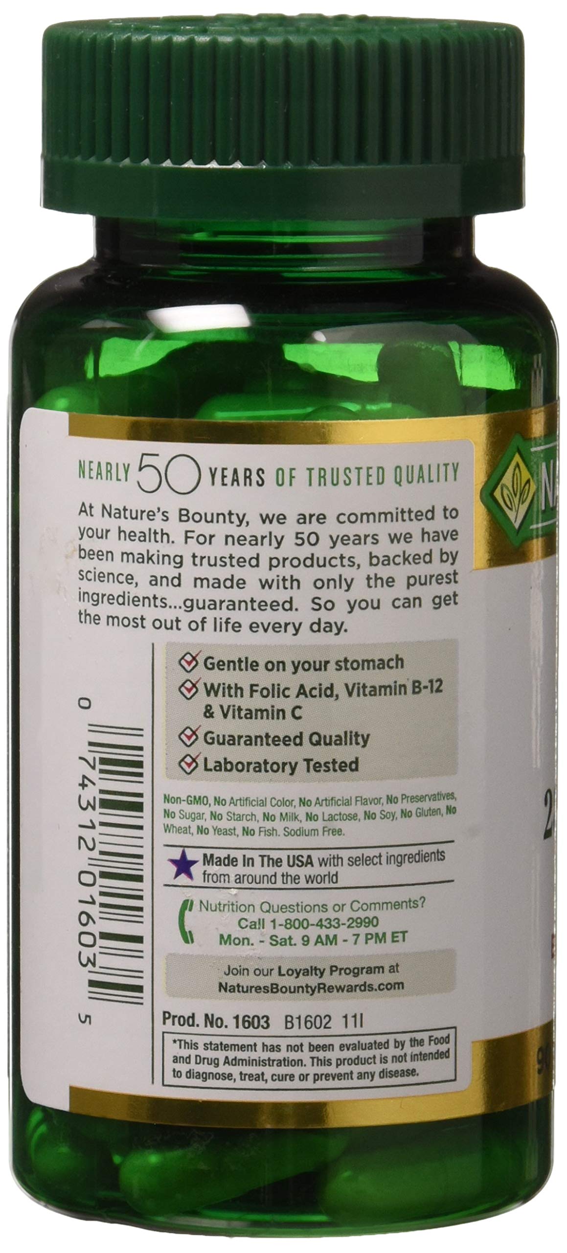 Foto 3 pulgar | Suplemento Nature's Bounty Gentle Iron 28 Mg 90 Cápsulas - Venta Internacional.