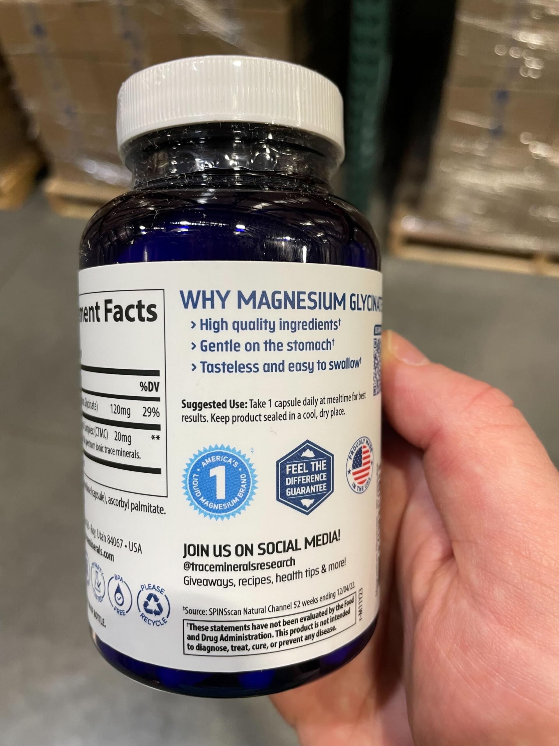 Foto 4 | Suplemento De Magnesio, Oligoelementos, Glicinato De Magnesio, 120 Mg - Venta Internacional.