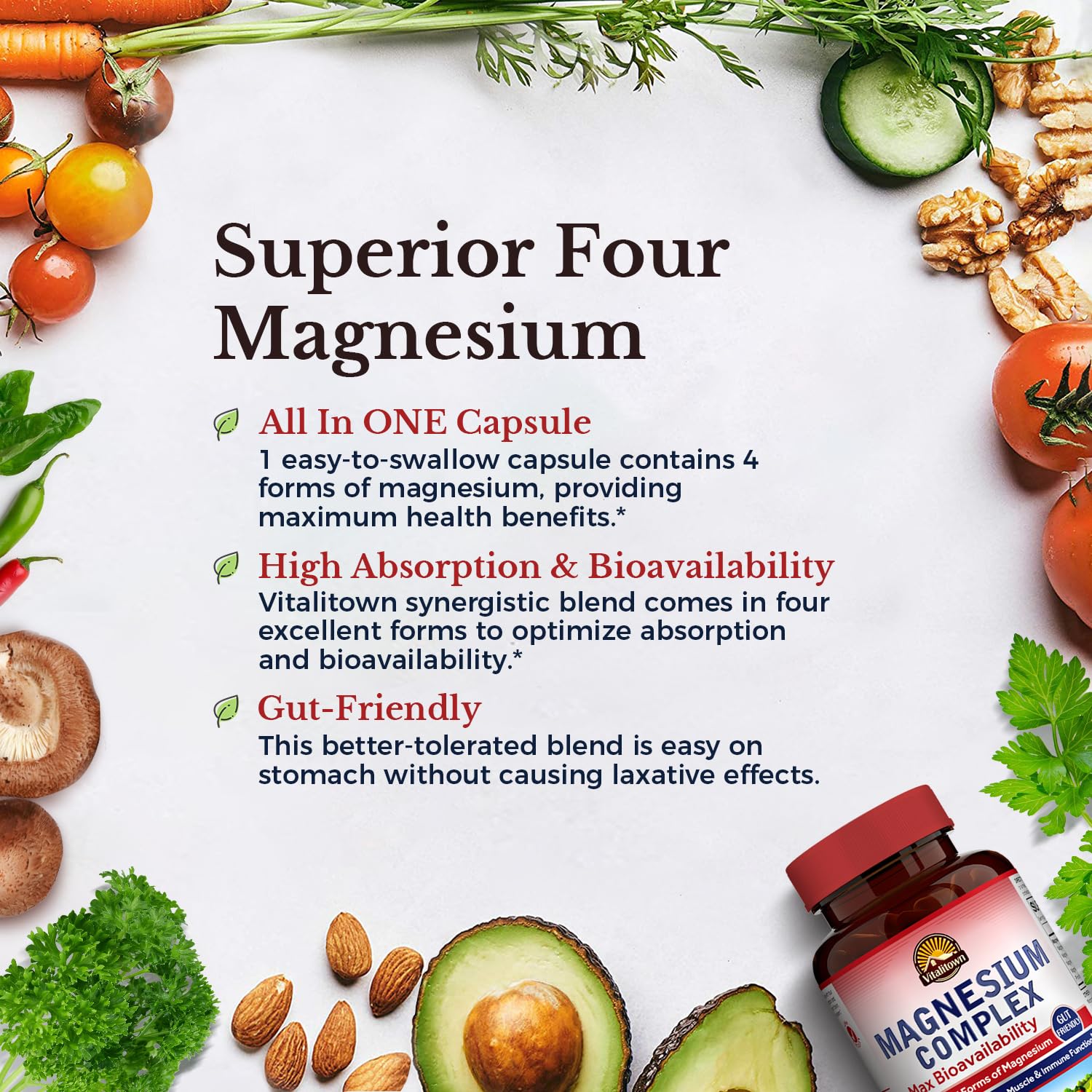 Foto 4 pulgar | Suplemento Vitalitown Magnesium Complex 500 Mg 120 Cápsulas - Venta Internacional.