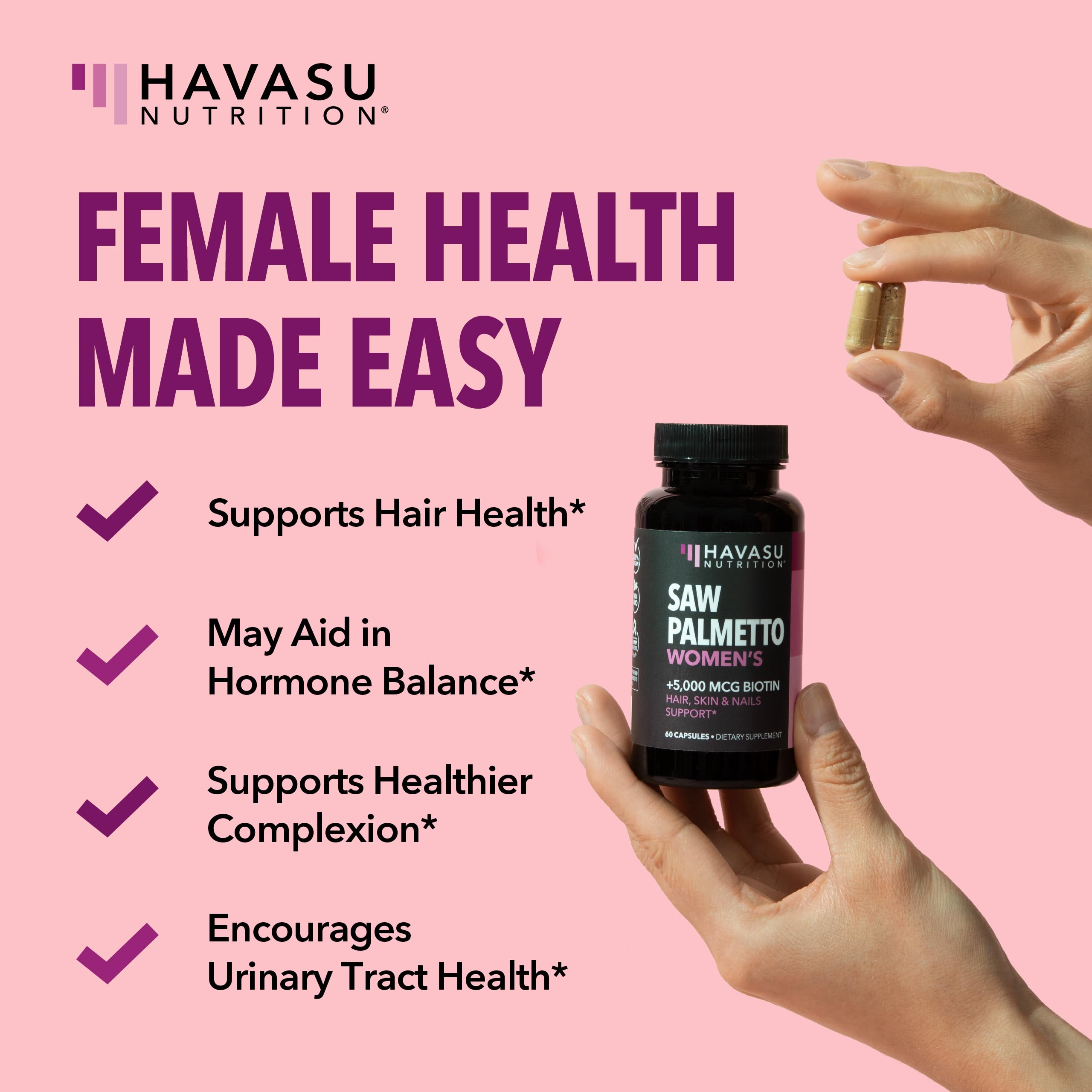 Foto 4 pulgar | Suplemento Havasu Nutrition Saw Palmetto + 5000 Mcg De Biotina - Venta Internacional.