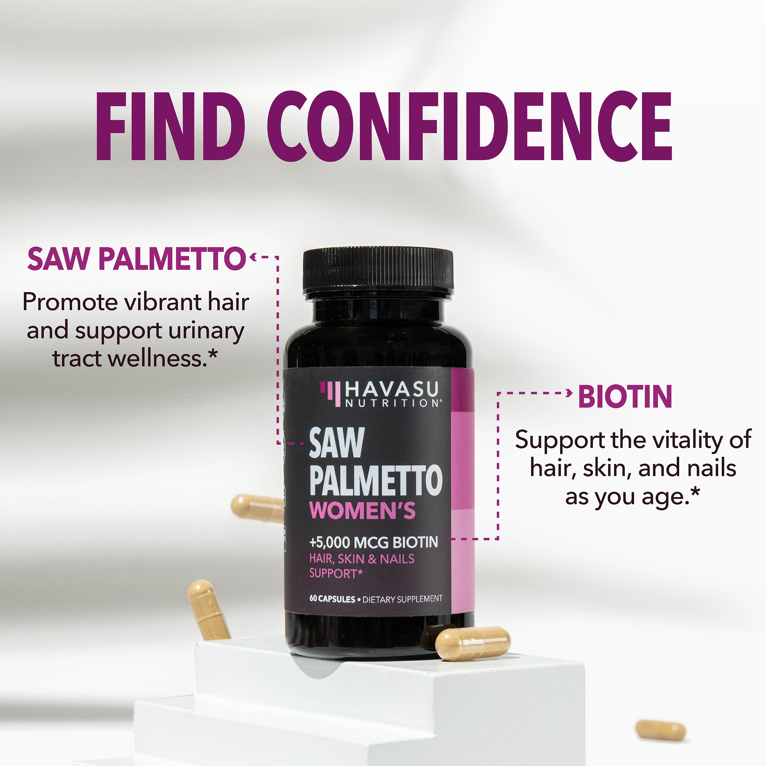 Foto 6 pulgar | Suplemento Havasu Nutrition Saw Palmetto + 5000 Mcg De Biotina - Venta Internacional.
