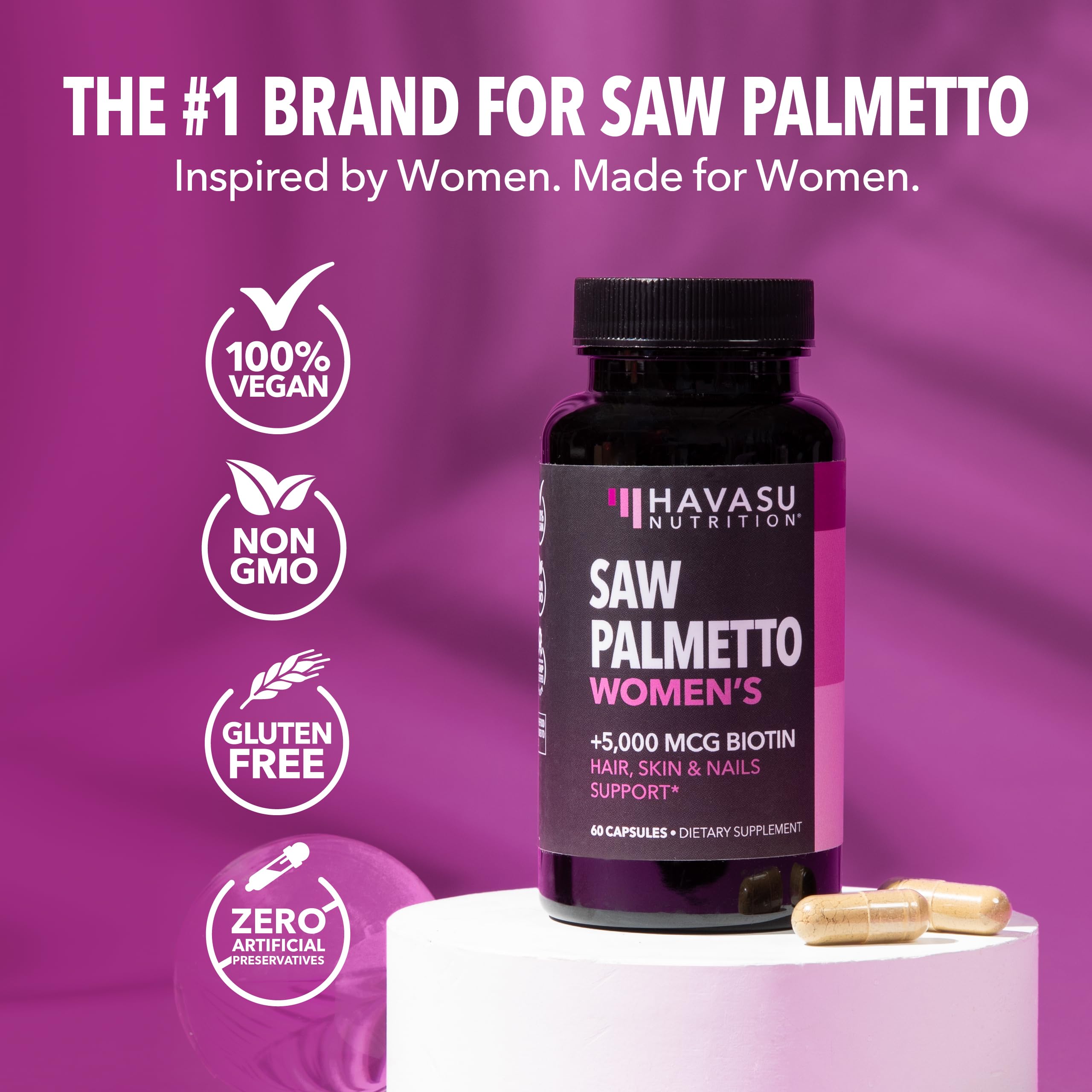 Foto 8 pulgar | Suplemento Havasu Nutrition Saw Palmetto + 5000 Mcg De Biotina - Venta Internacional.