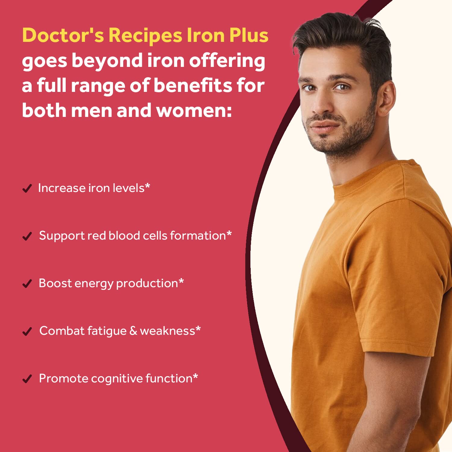 Foto 4 pulgar | Suplemento De Hierro Doctor's Recipes Iron Plus 60 Cápsulas Veganas - Venta Internacional.