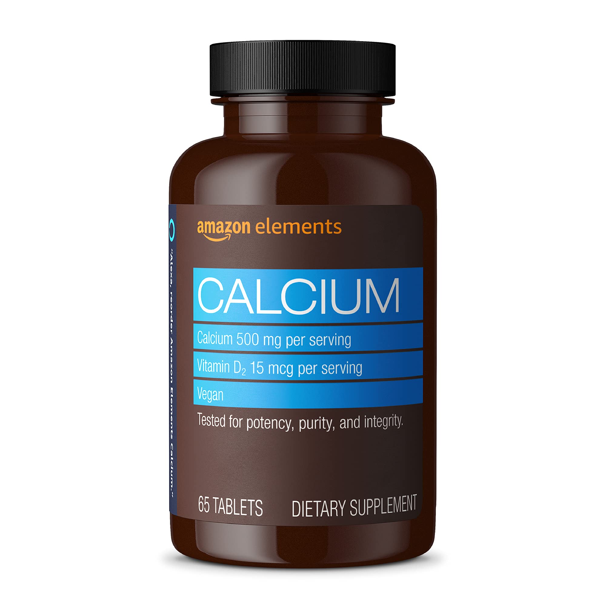 Foto 2 pulgar | Suplemento Amazon Elements Calcium + Vitamina D2 65 Comprimidos - Venta Internacional.