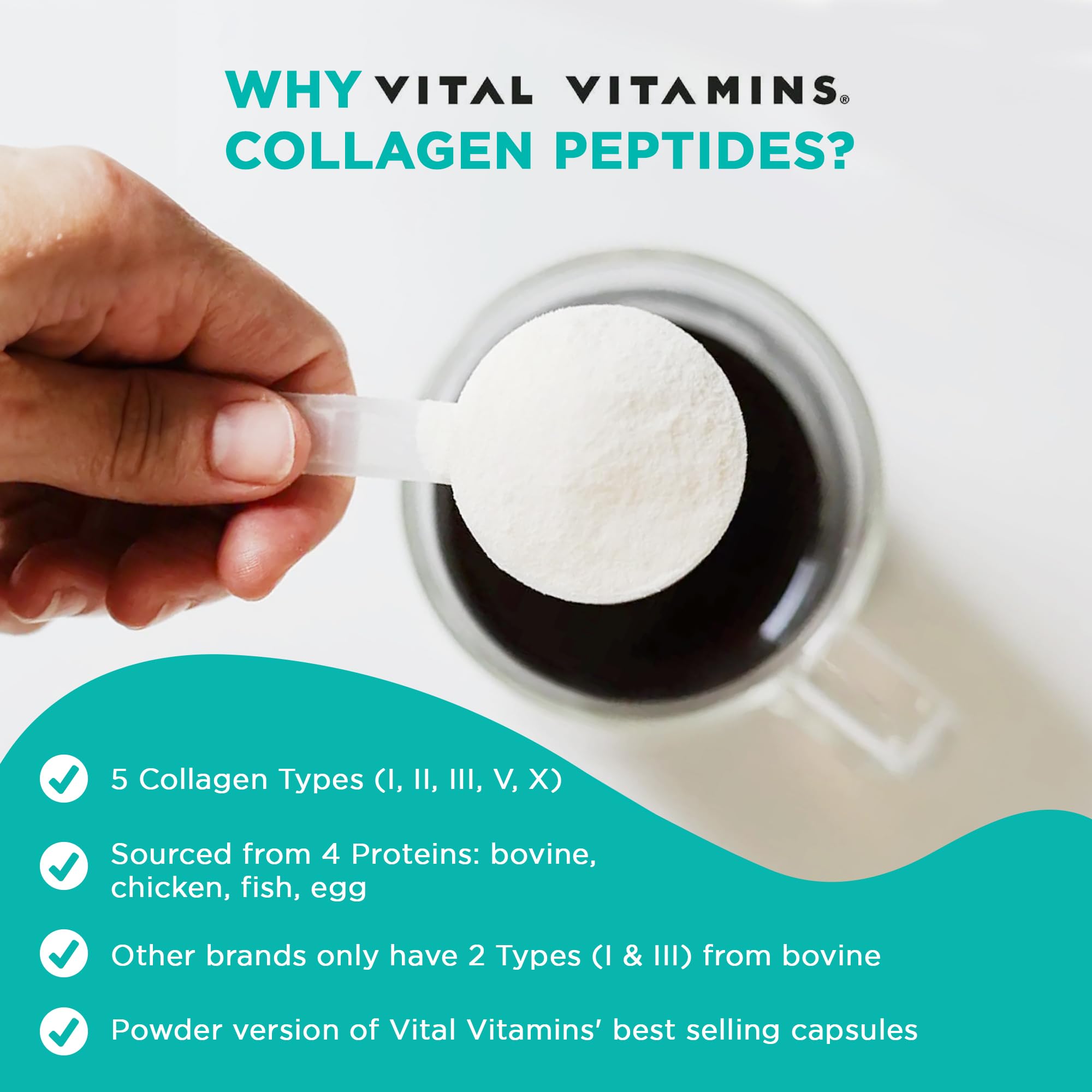 Foto 4 pulgar | Péptidos De Colágeno En Polvo, Vitaminas Vitales, 30 Porciones, Sin Sabor - Venta Internacional.