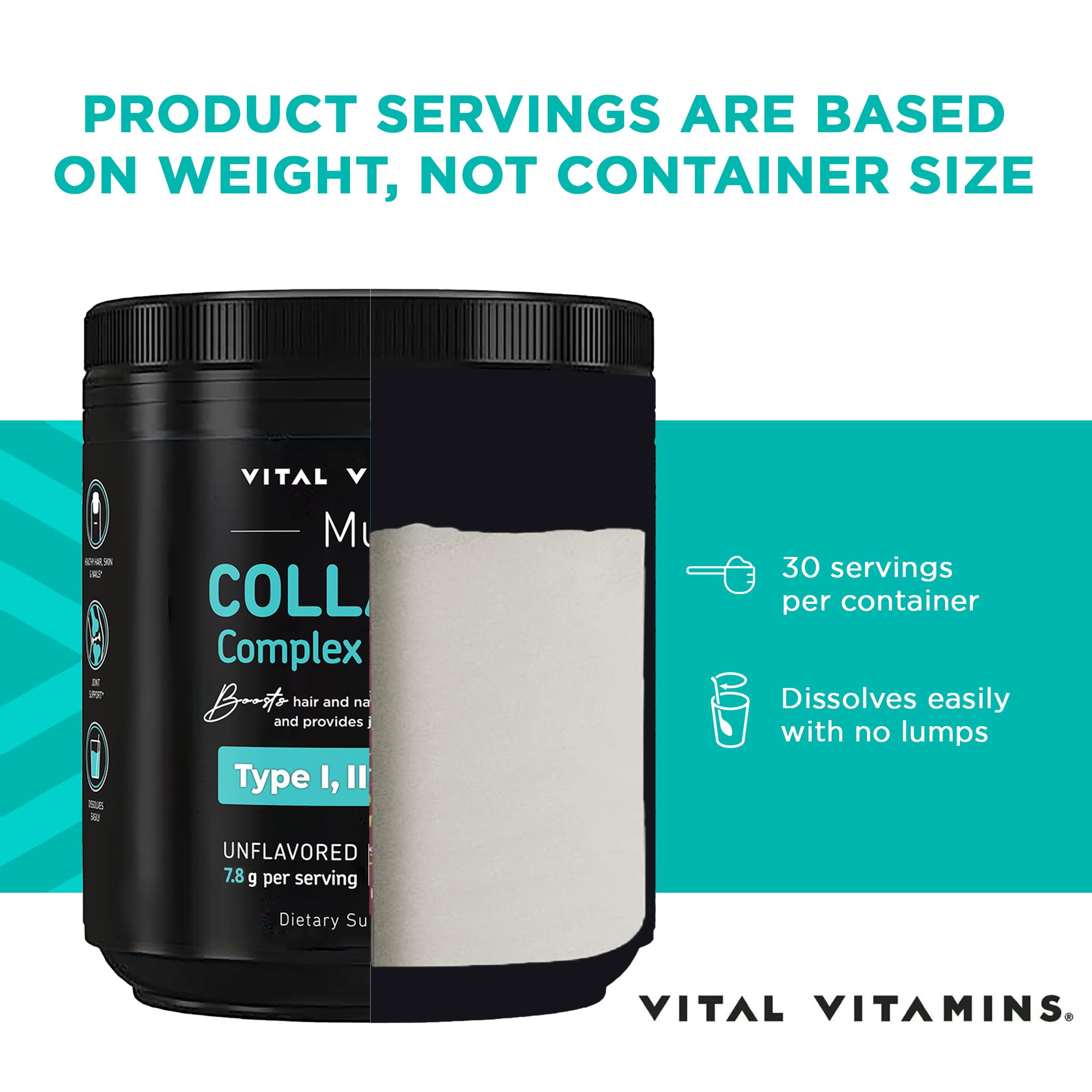 Foto 7 pulgar | Péptidos De Colágeno En Polvo, Vitaminas Vitales, 30 Porciones, Sin Sabor - Venta Internacional.