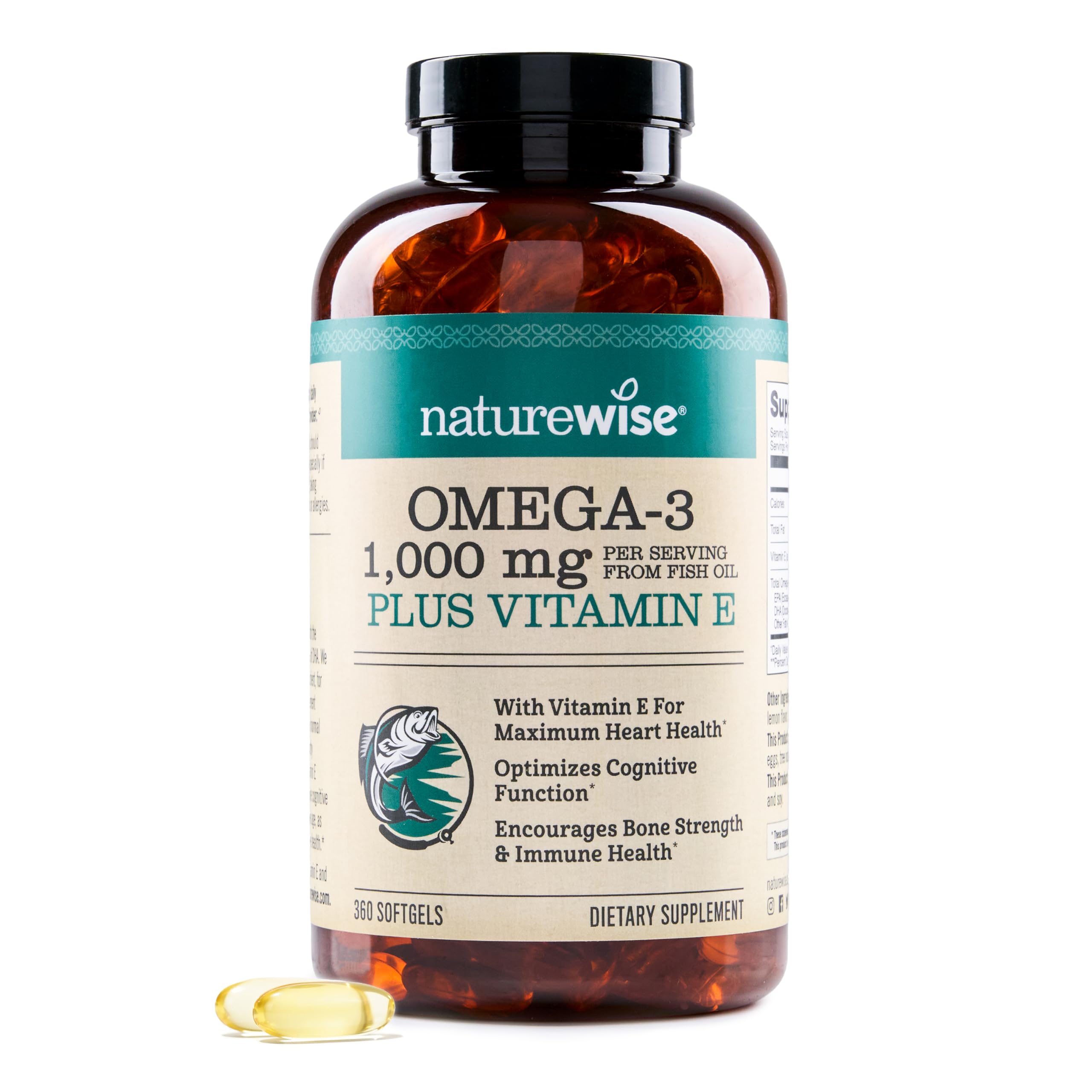 Foto 1 | Suplemento De Aceite De Pescado Omega 3 Extra Fuerte De Naturewise 360 Cápsulas Blandas - Venta Internacional.