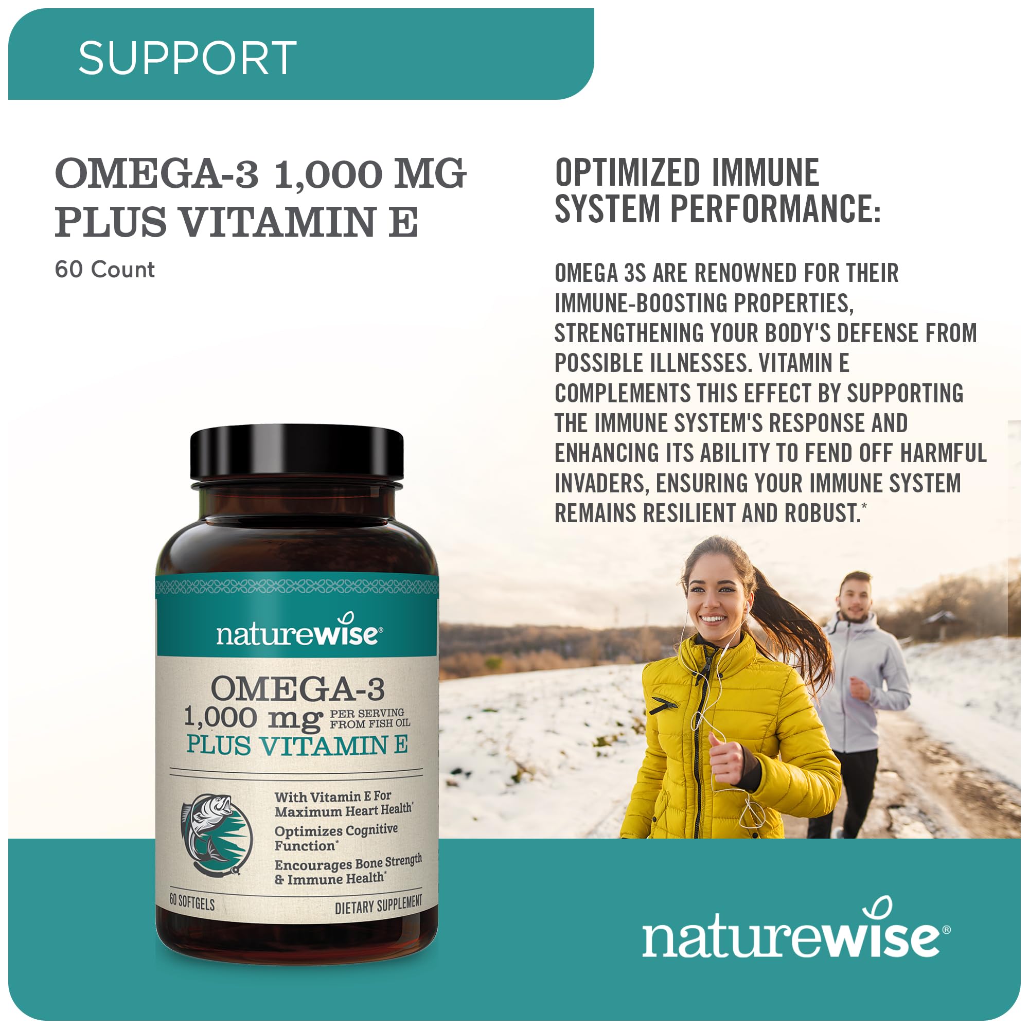 Foto 2 | Suplemento De Aceite De Pescado Omega 3 Extra Fuerte De Naturewise 360 Cápsulas Blandas - Venta Internacional.