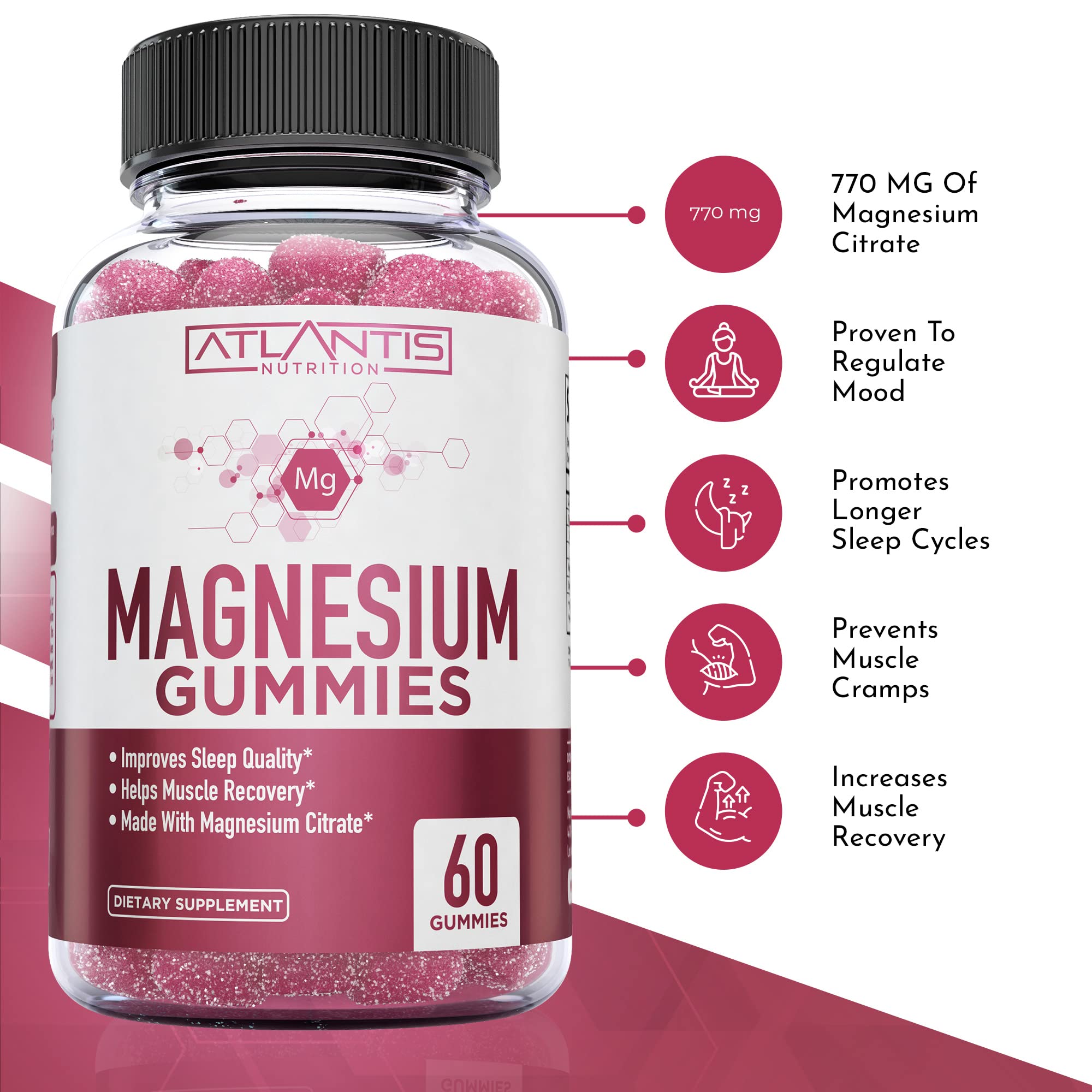 Foto 3 pulgar | Gomitas De Magnesio Atlantis Nutrition 770 Mg De Citrato De Magnesio - Venta Internacional.