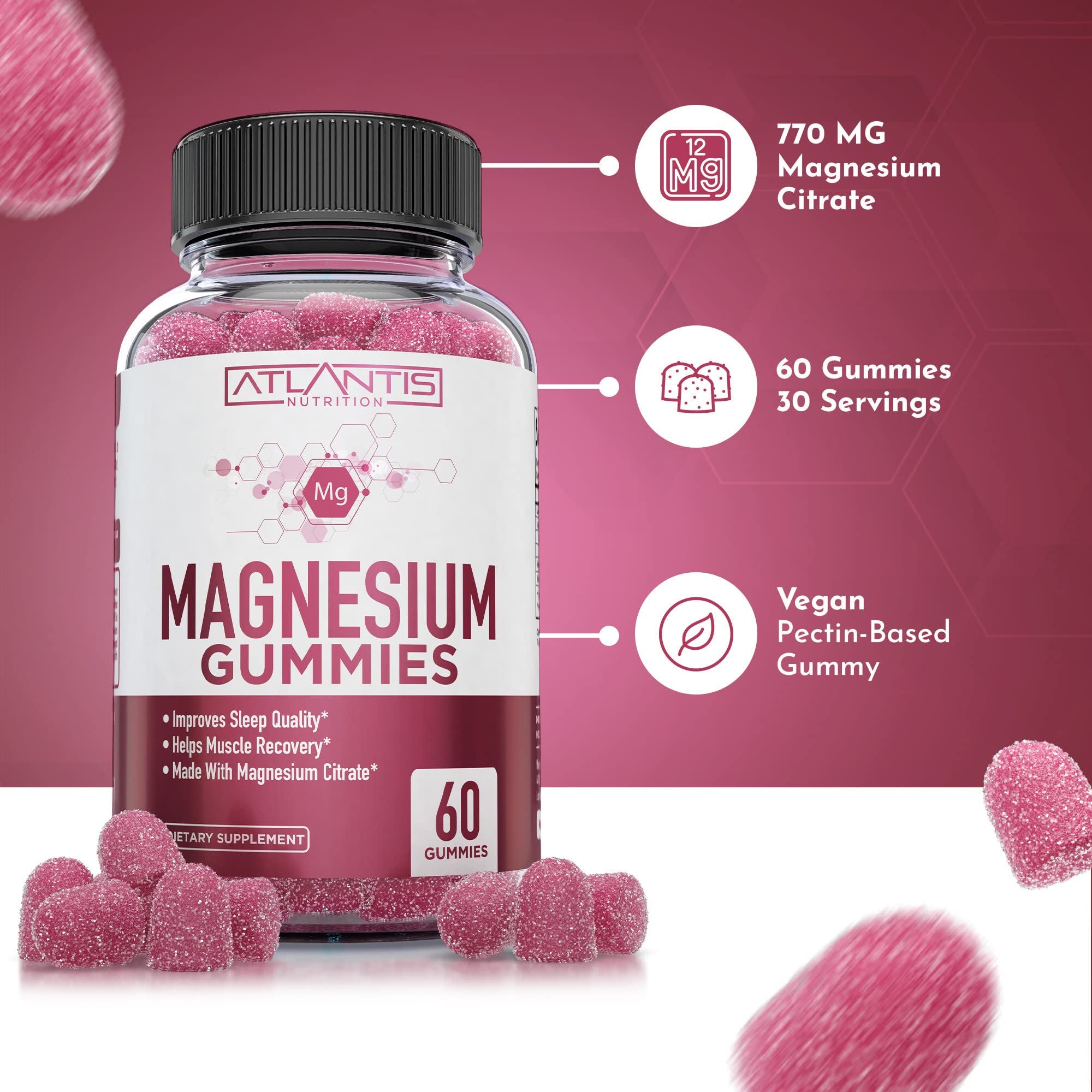 Foto 4 pulgar | Gomitas De Magnesio Atlantis Nutrition 770 Mg De Citrato De Magnesio - Venta Internacional.