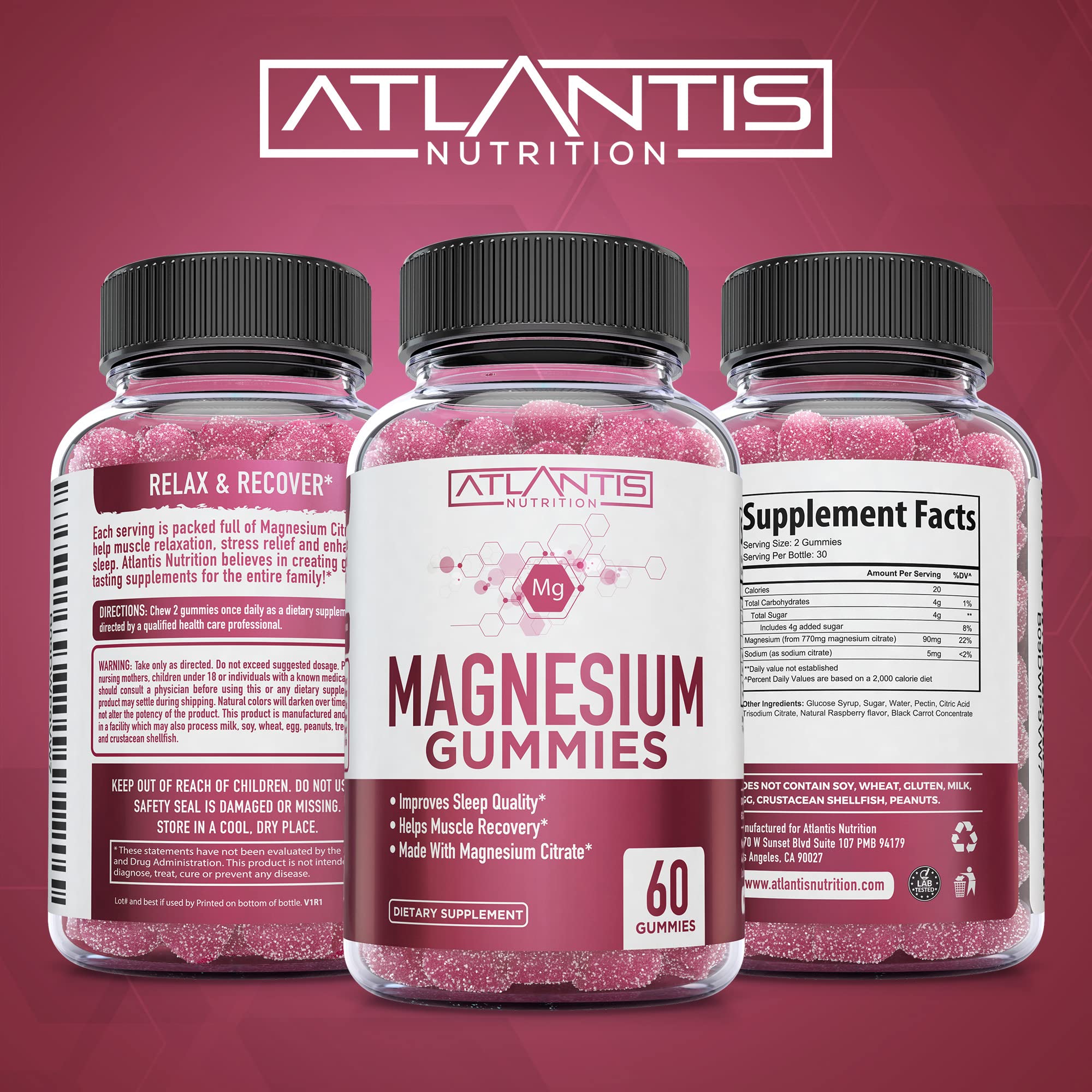 Foto 5 pulgar | Gomitas De Magnesio Atlantis Nutrition 770 Mg De Citrato De Magnesio - Venta Internacional.