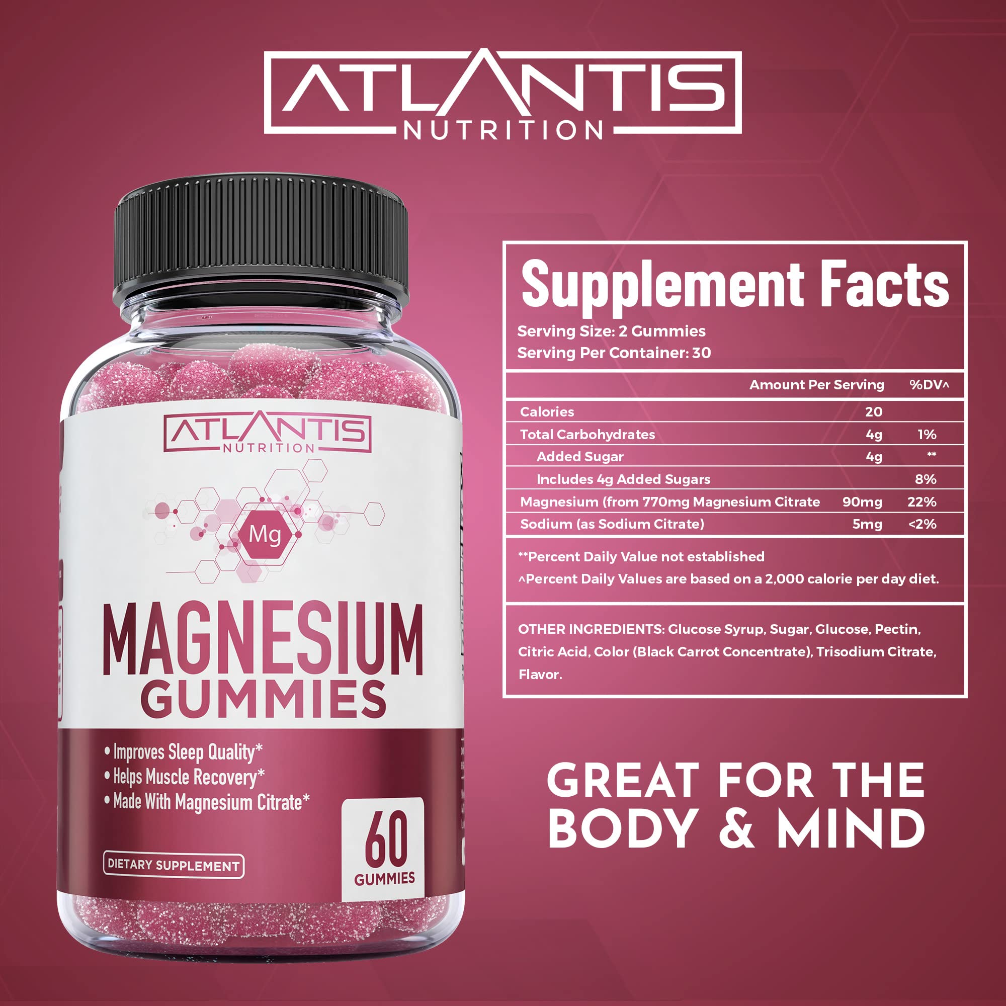 Foto 5 | Gomitas De Magnesio Atlantis Nutrition 770 Mg De Citrato De Magnesio - Venta Internacional.