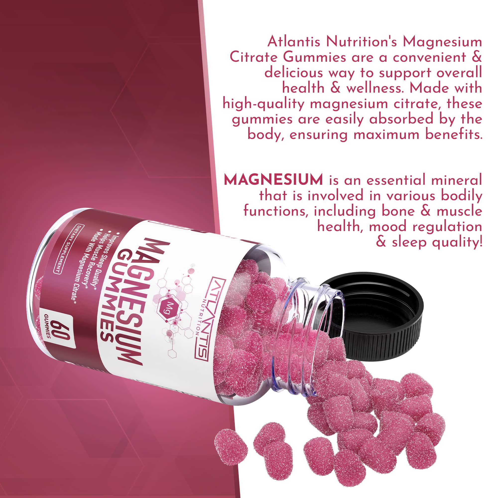 Foto 7 pulgar | Gomitas De Magnesio Atlantis Nutrition 770 Mg De Citrato De Magnesio - Venta Internacional.