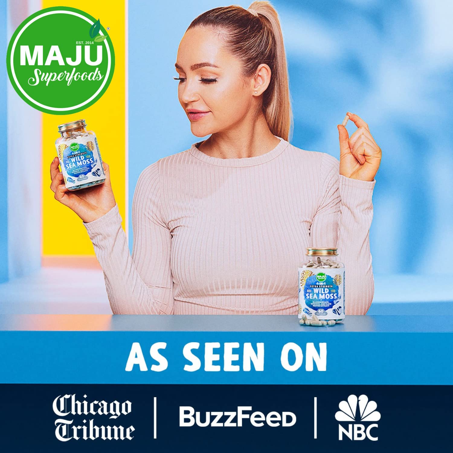 Foto 5 pulgar | Suplemento Maju Organic Sea Moss En Cápsulas De 500 Mg (60 Unidades) - Venta Internacional.