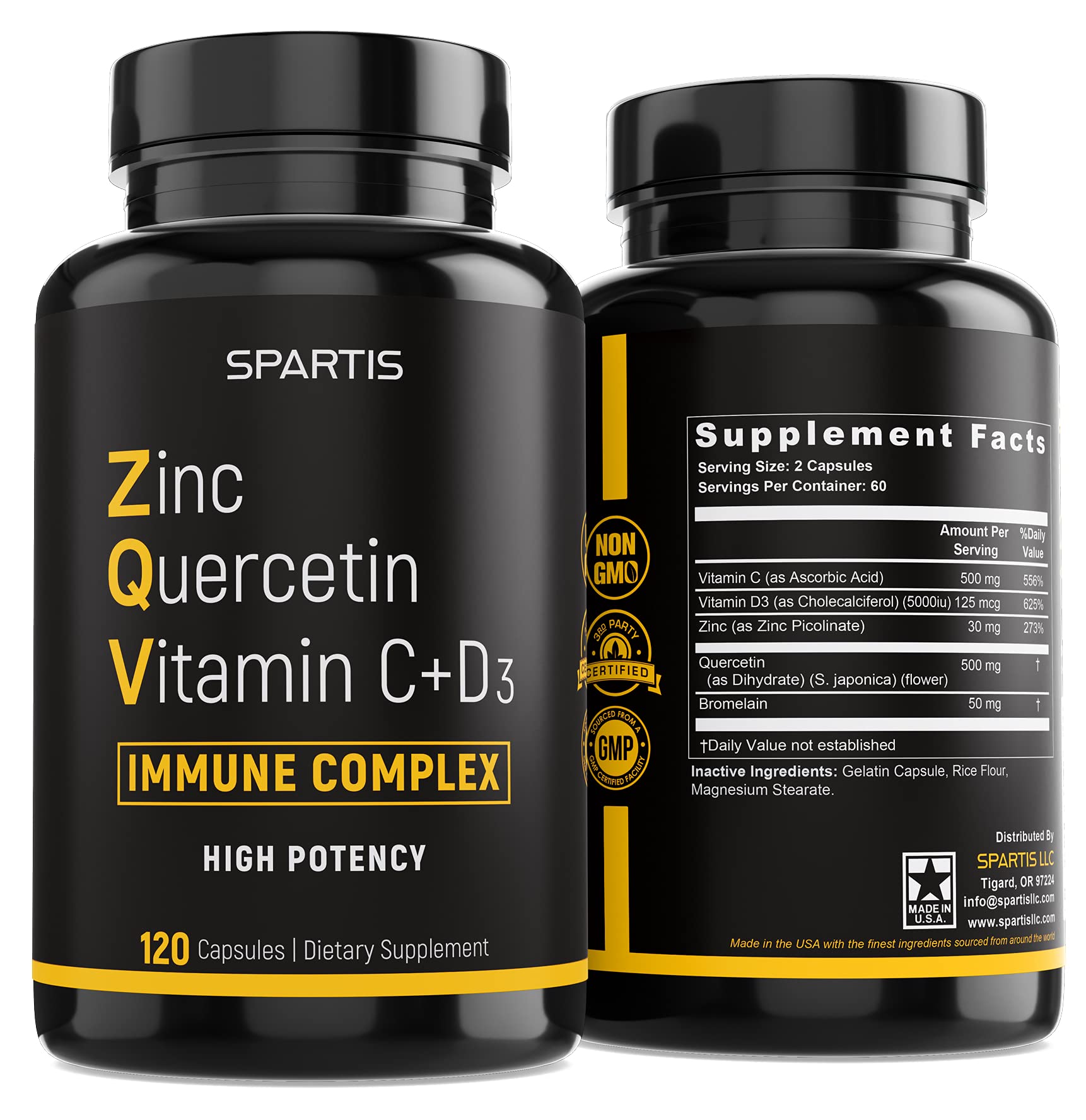 Foto 2 pulgar | Suplemento De Quercetina De Zinc Spartis 500 Mg Con Bromelina Con Vitamina C D3 - Venta Internacional.