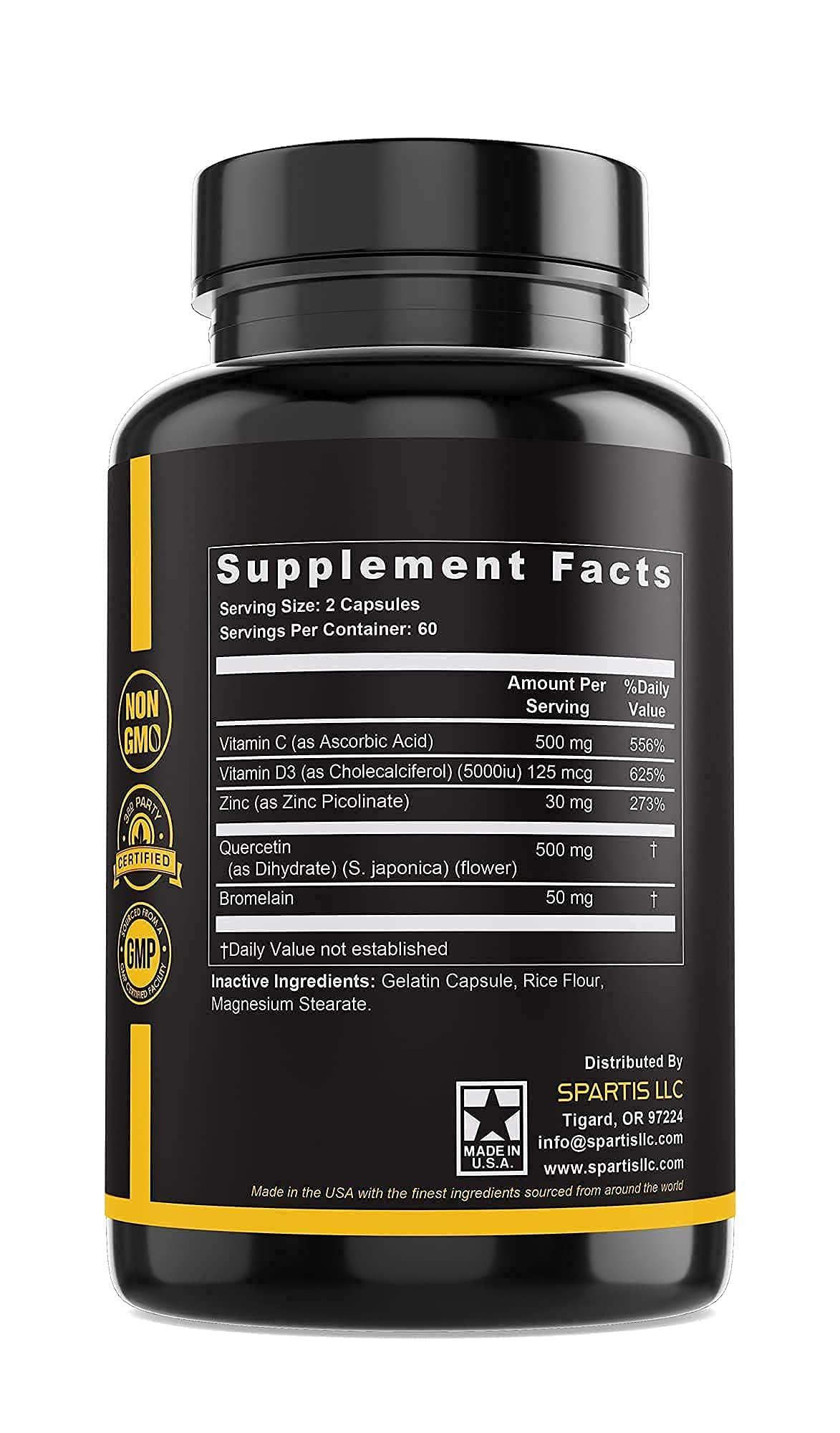 Foto 7 pulgar | Suplemento De Quercetina De Zinc Spartis 500 Mg Con Bromelina Con Vitamina C D3 - Venta Internacional.