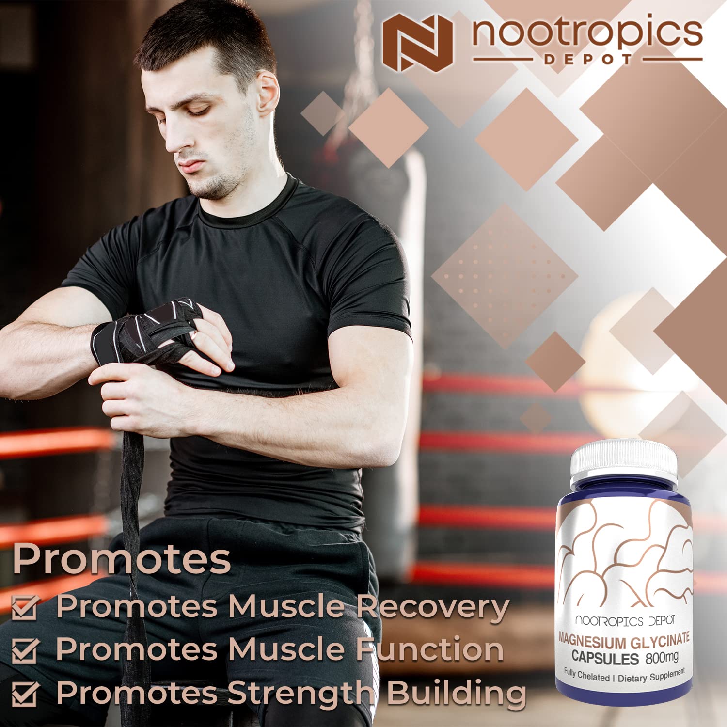 Foto 4 pulgar | Cápsulas De Glicinato De Magnesio Nootropics Depot, 180 Unidades - Venta Internacional.