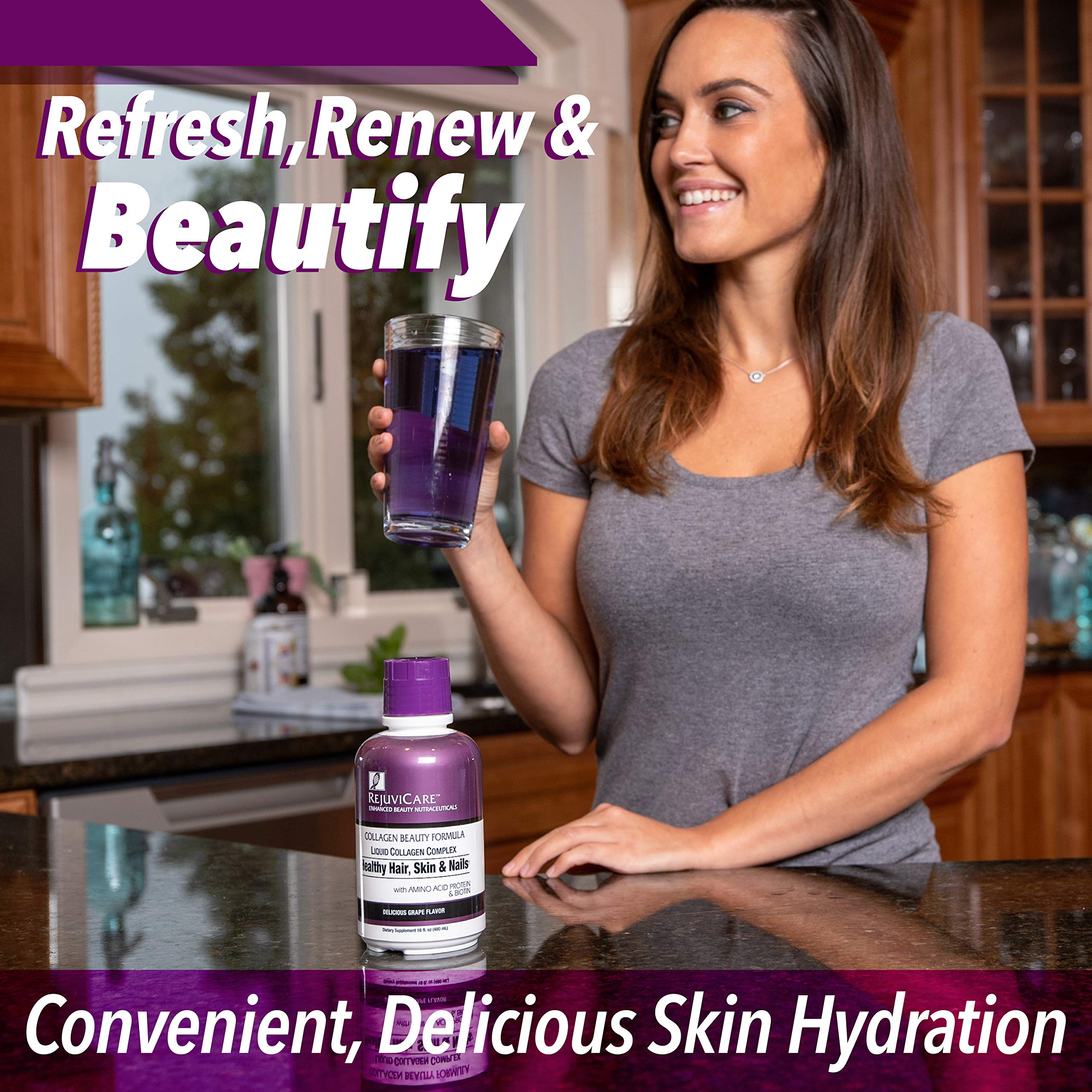 Foto 5 pulgar | Suplemento Rejuvicare Liquid Collagen Beauty, 480 Ml, Sabor A Uva - Venta Internacional.