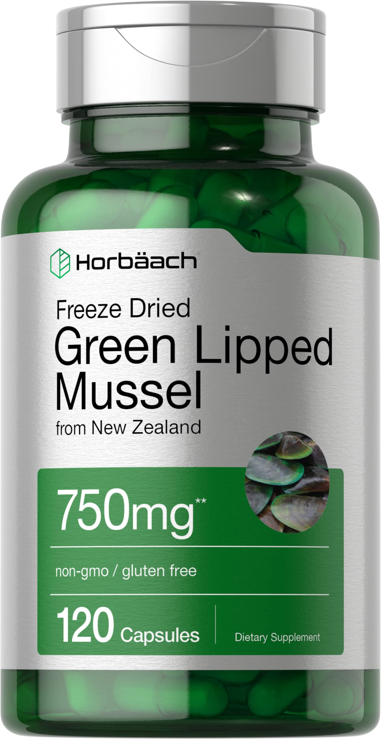 Foto 2 pulgar | Suplemento Horbäach Green Lipped Mussel 750 Mg 120 Cápsulas - Venta Internacional.